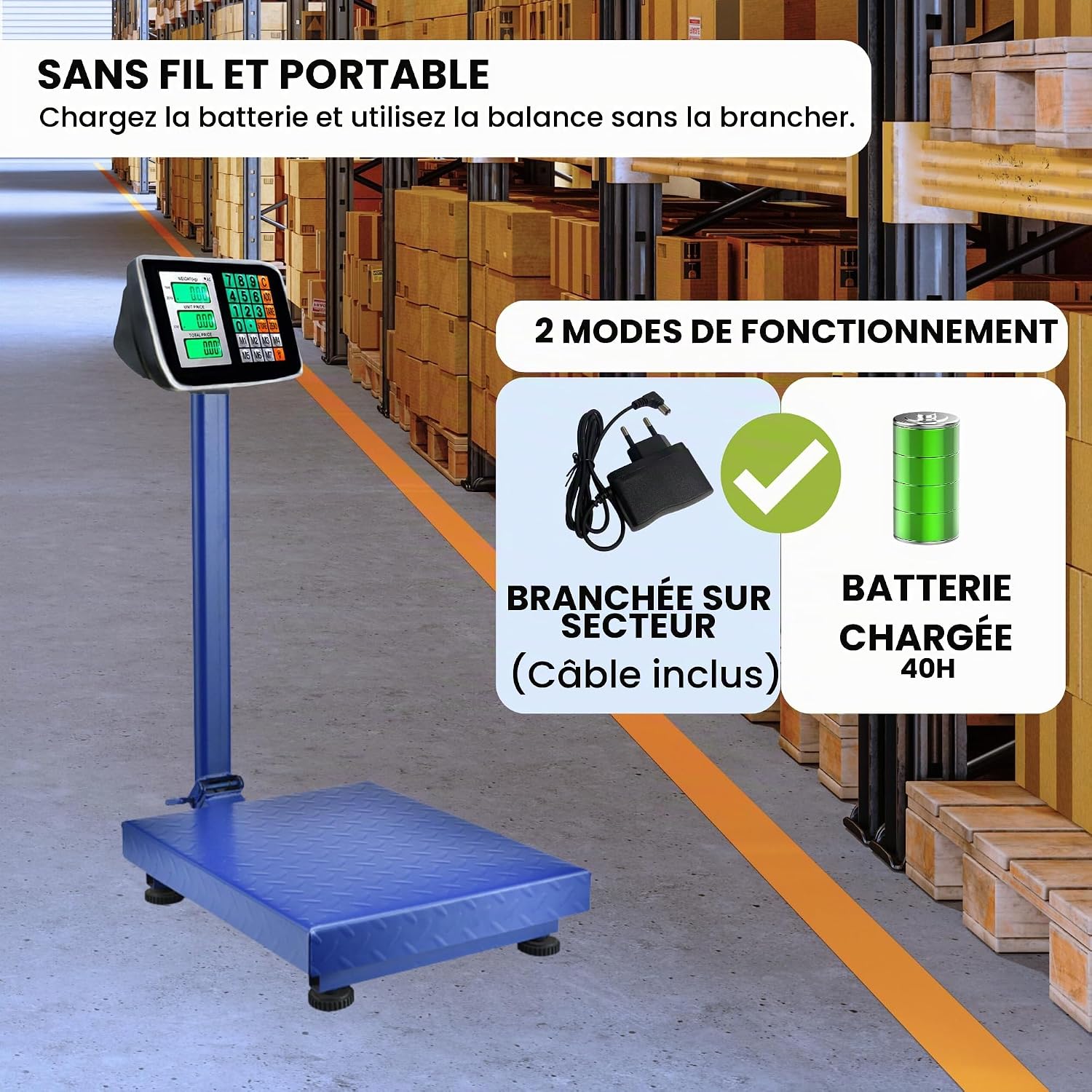 Thumbnail 4 de MAGIC SELECT industriële platformweegschaal, opvouwbaar, 300 kg, lcd-scherm