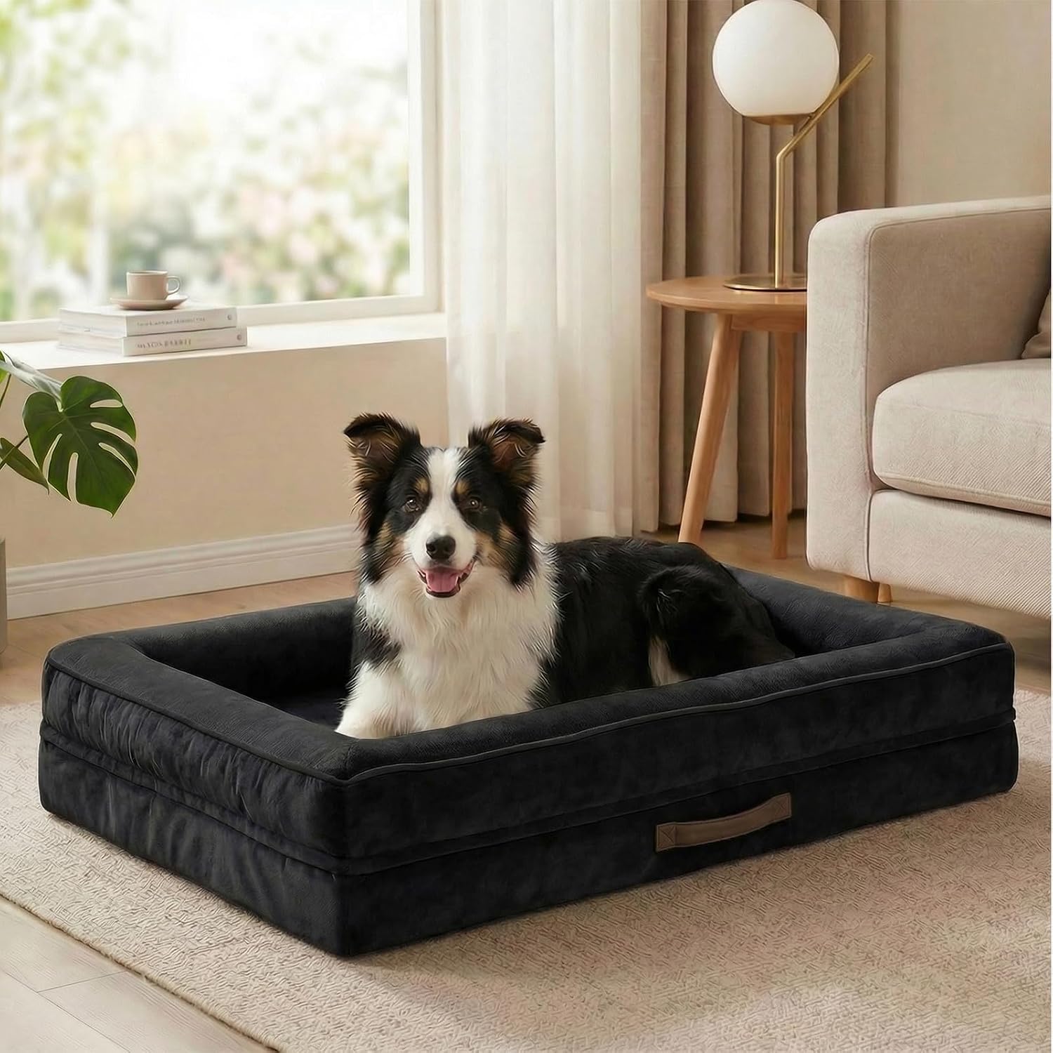 Detalle de Renvix Large Orthopedic Dog Bed (Waterproof, Removable Cover) 91x61x18cm