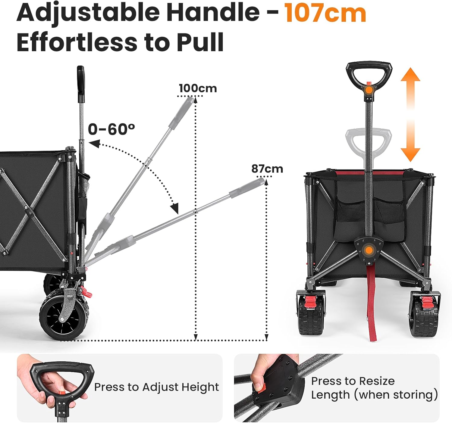 Thumbnail 5 de YEAUPE PRO 300L Festival Trolley on Wheels (Foldable Heavy Duty Camping Cart) – Rear-Opening Design