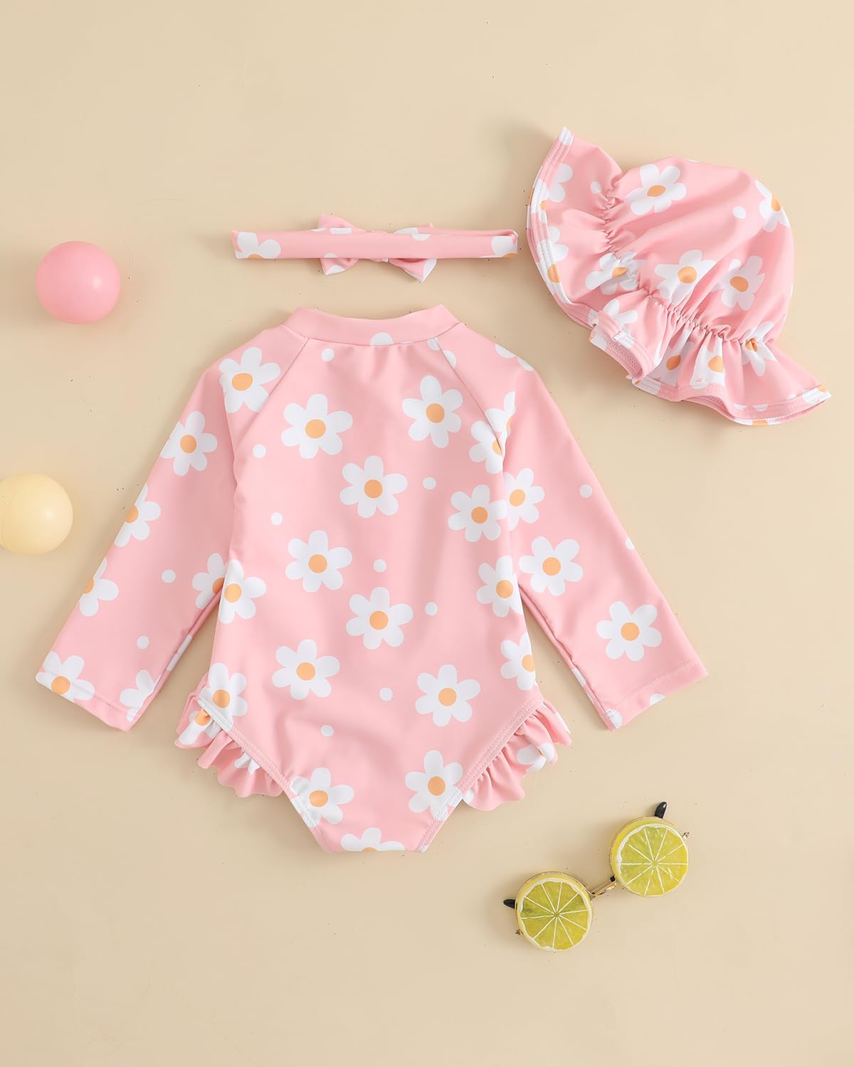 Detalle de UV Badebekleidung Baby Neugeborene Langarm 3-Teiliges Set (Gr. 62–98) mit Hut und Stirnband
