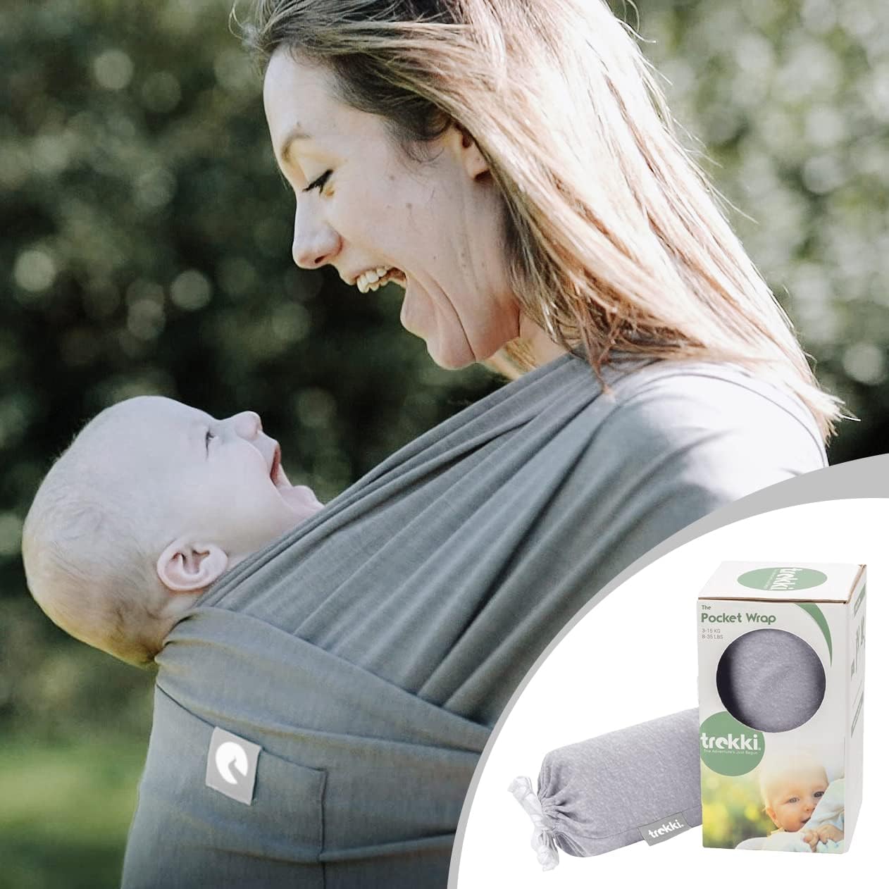 Detalle 2 de Trekki Pocket Wrap baby carrier from birth to toddler 👶
