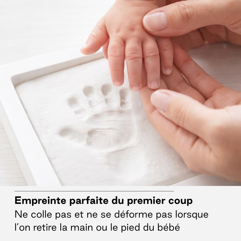 Detalle de Jané Cadre Empreinte Bébé avec Photo – Cadre blanc épuré avec pâte à modeler incluse