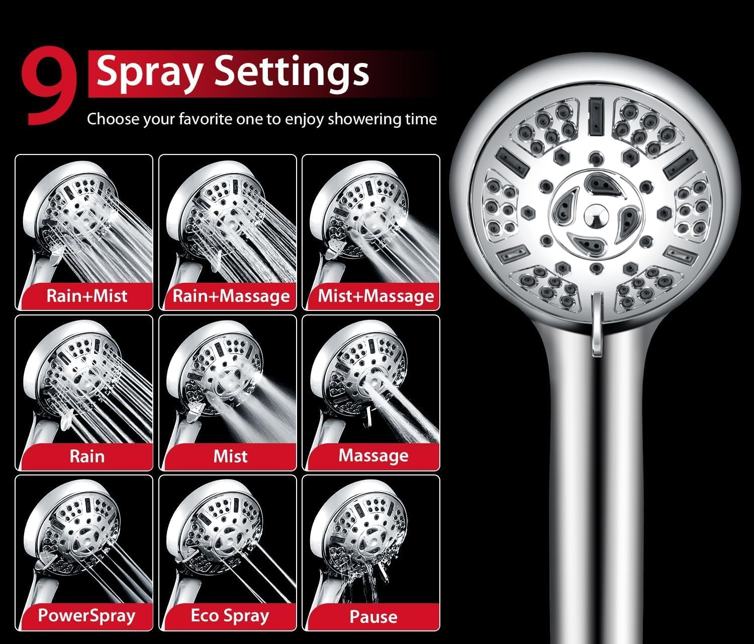 Detalle de GRICH dual shower head, chrome