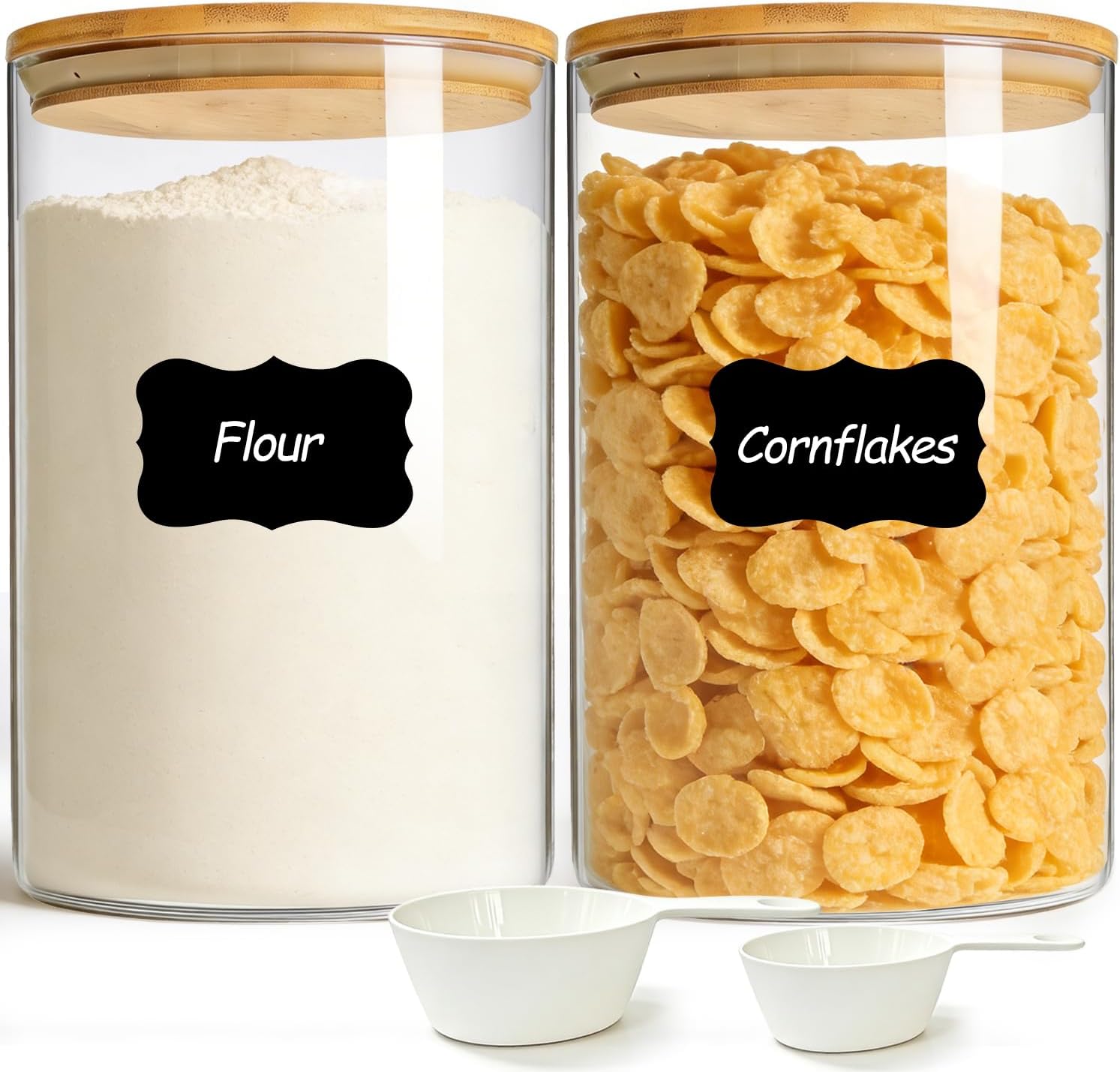 Detalle de ComSaf 2Pcs Large Glass Storage Containers with Lids (4Qt / 1 Gallon Wide Mouth) for Pantry Organization