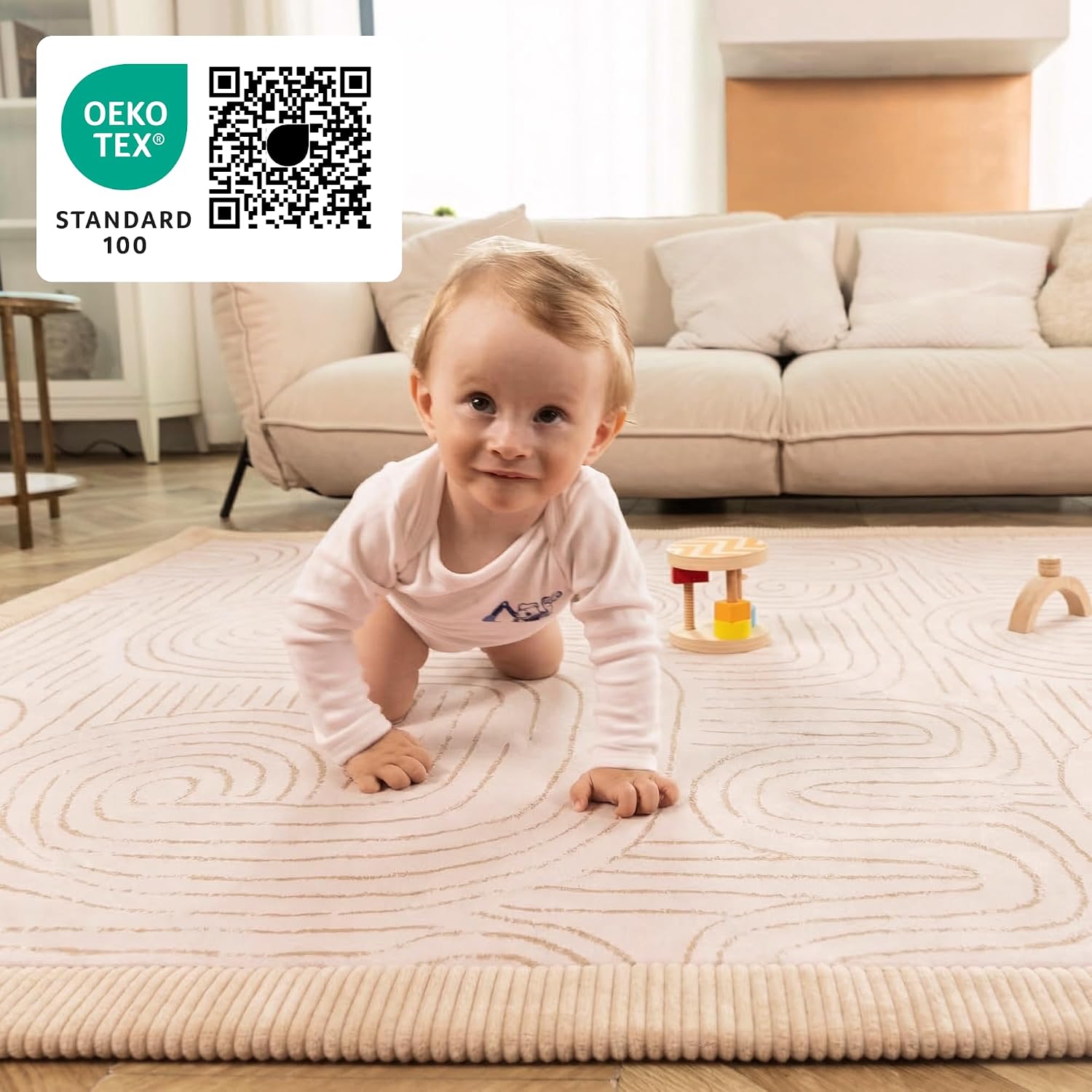 Thumbnail 6 de Premium Large Coral Velvet Baby Play Mat 200x150x2.5cm – High-Density Foam with Non-Slip Backing
