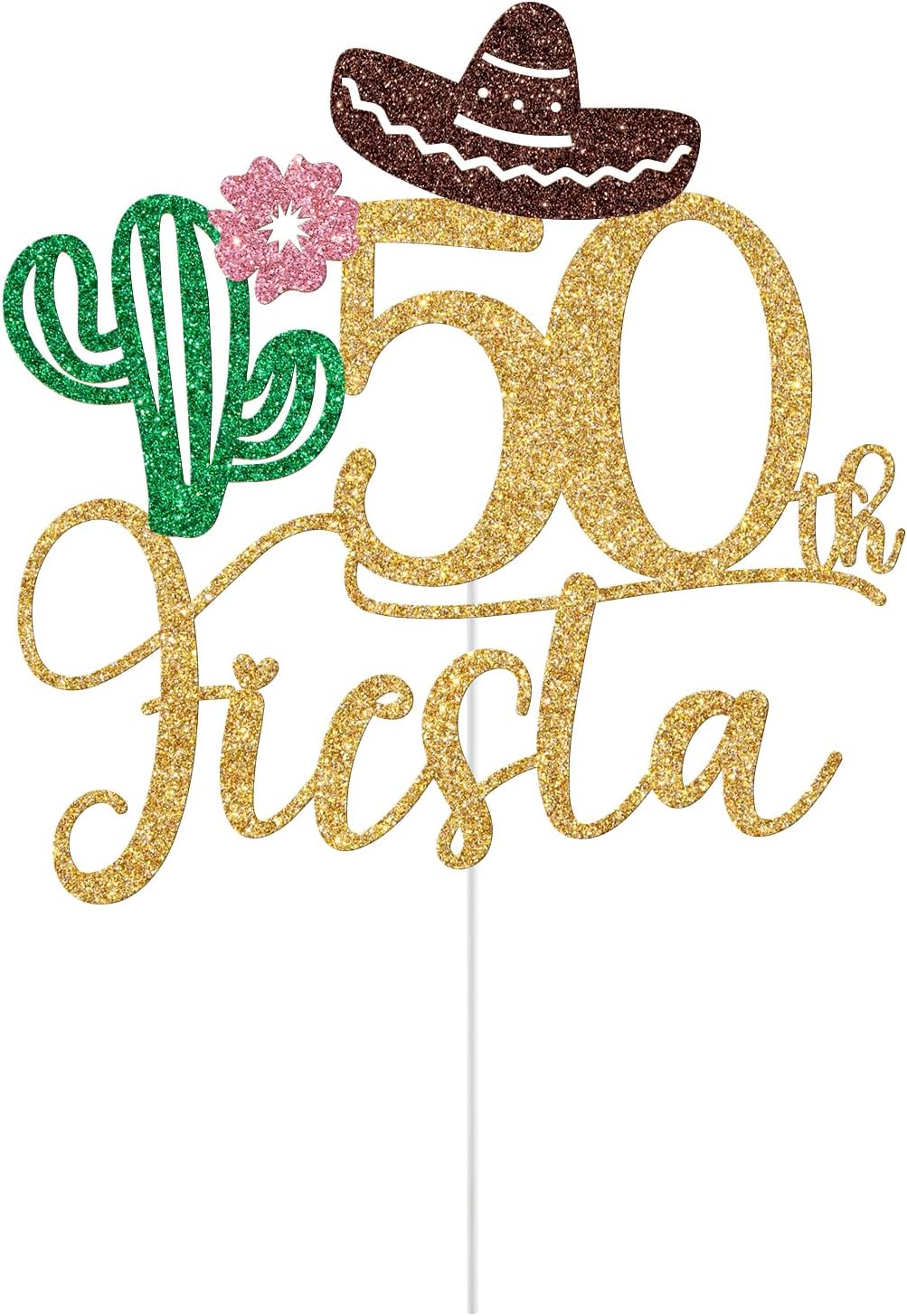 Detalle 2 de 50th Birthday Cake Topper, Glitter Cardboard