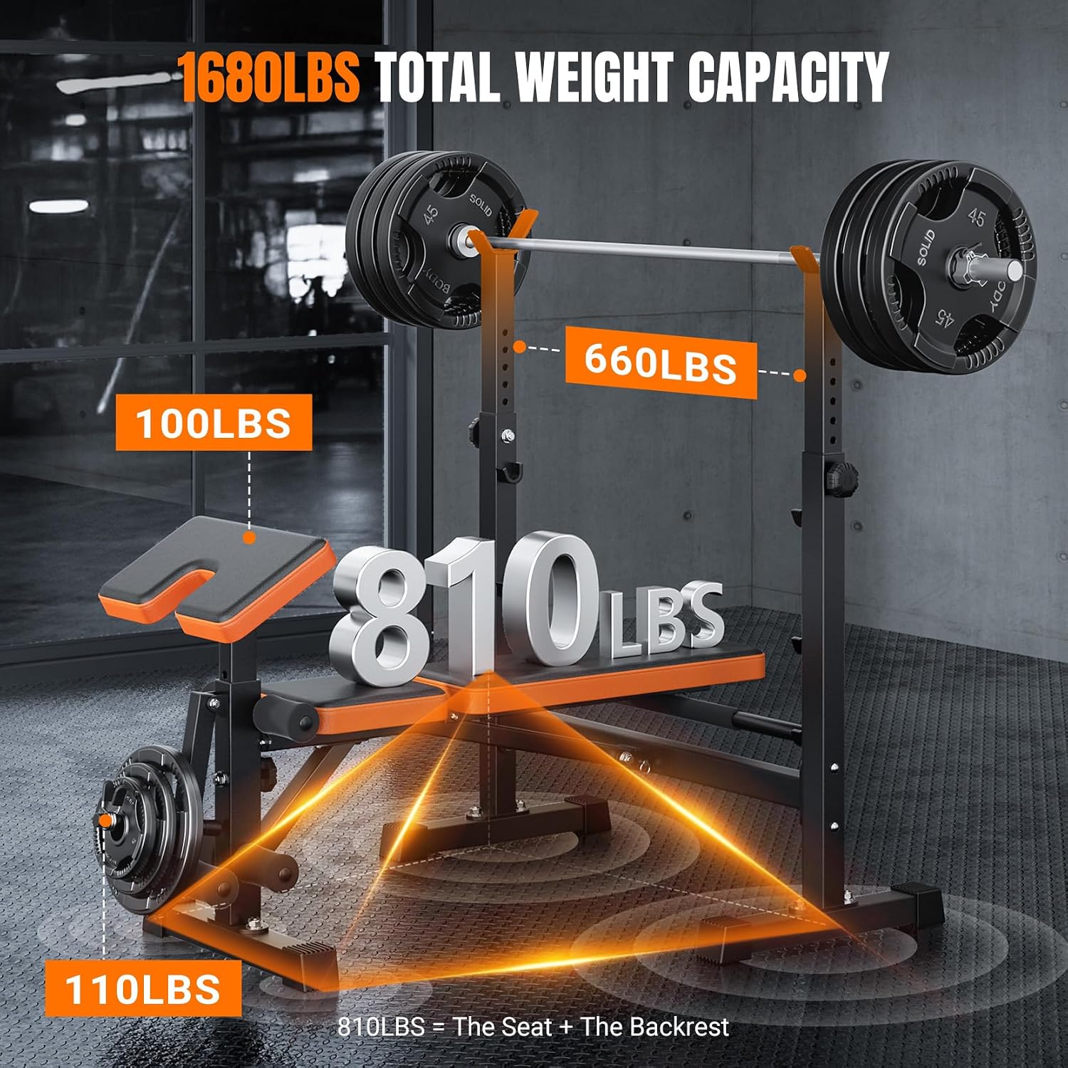 Detalle de YOLEO Multi-Function 6-in-1 Weight Bench 6 exercises 🏋
