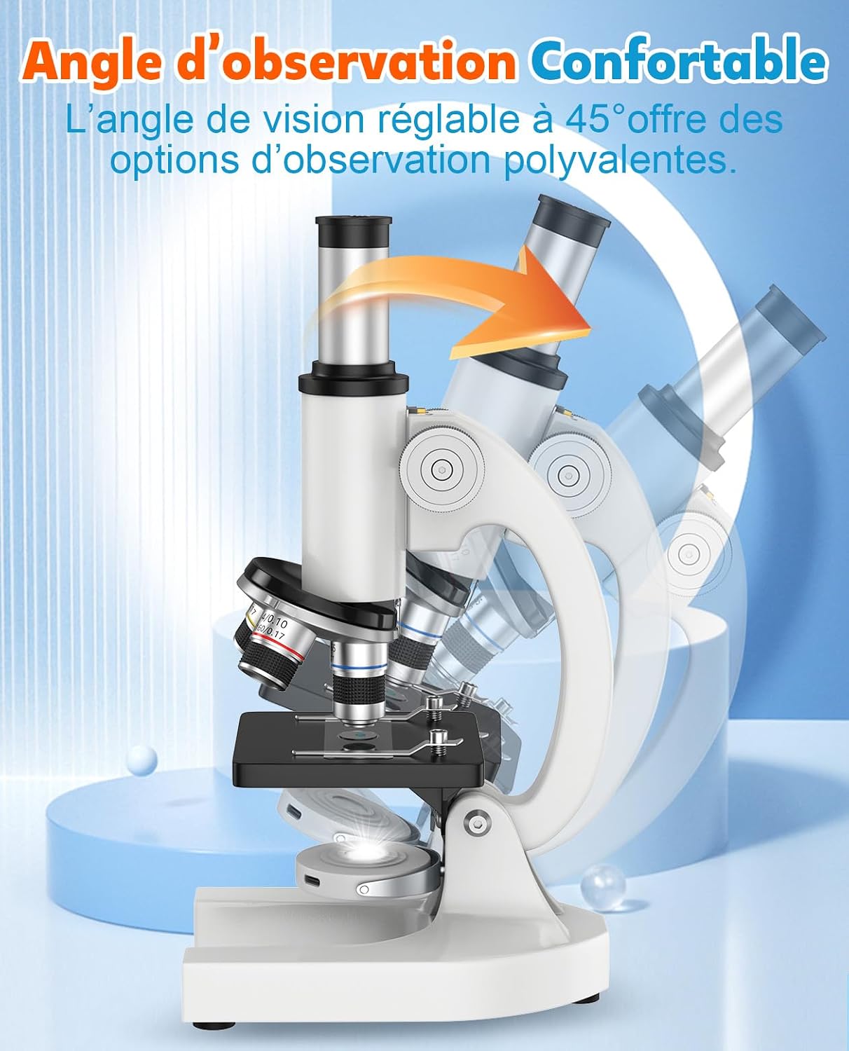 Detalle de Microscopio 2000X per Bambini, Studenti e Adulti — Kit professionale in metallo con vetrini e supporto per phone