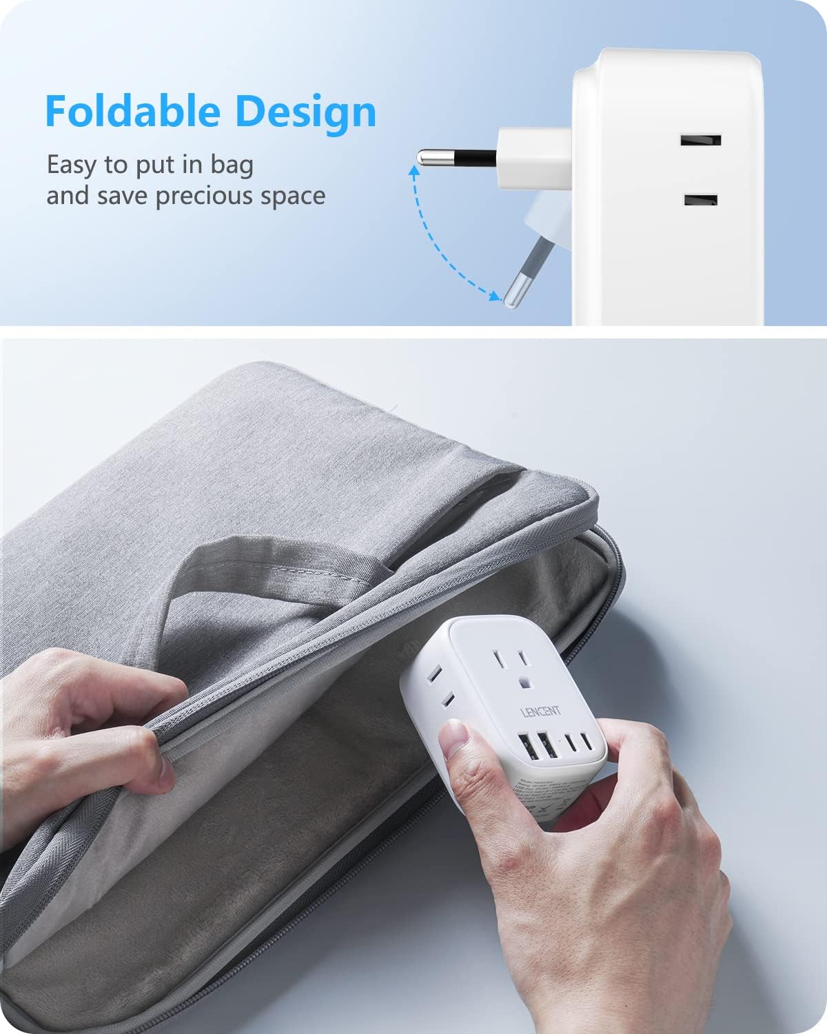 Detalle 2 de LENCENT European Travel Plug Adapter with 4 USB Ports