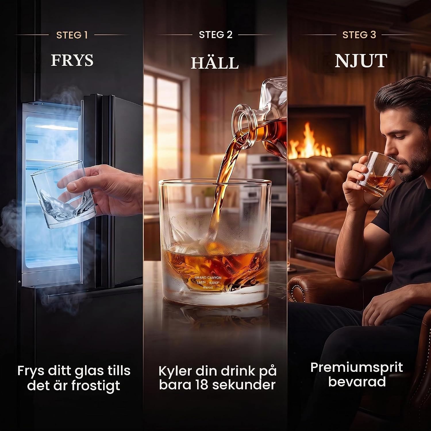 Detalle 2 de LIITON Grand Canyon whiskyglas, set om 4 i blyfritt kristallglas