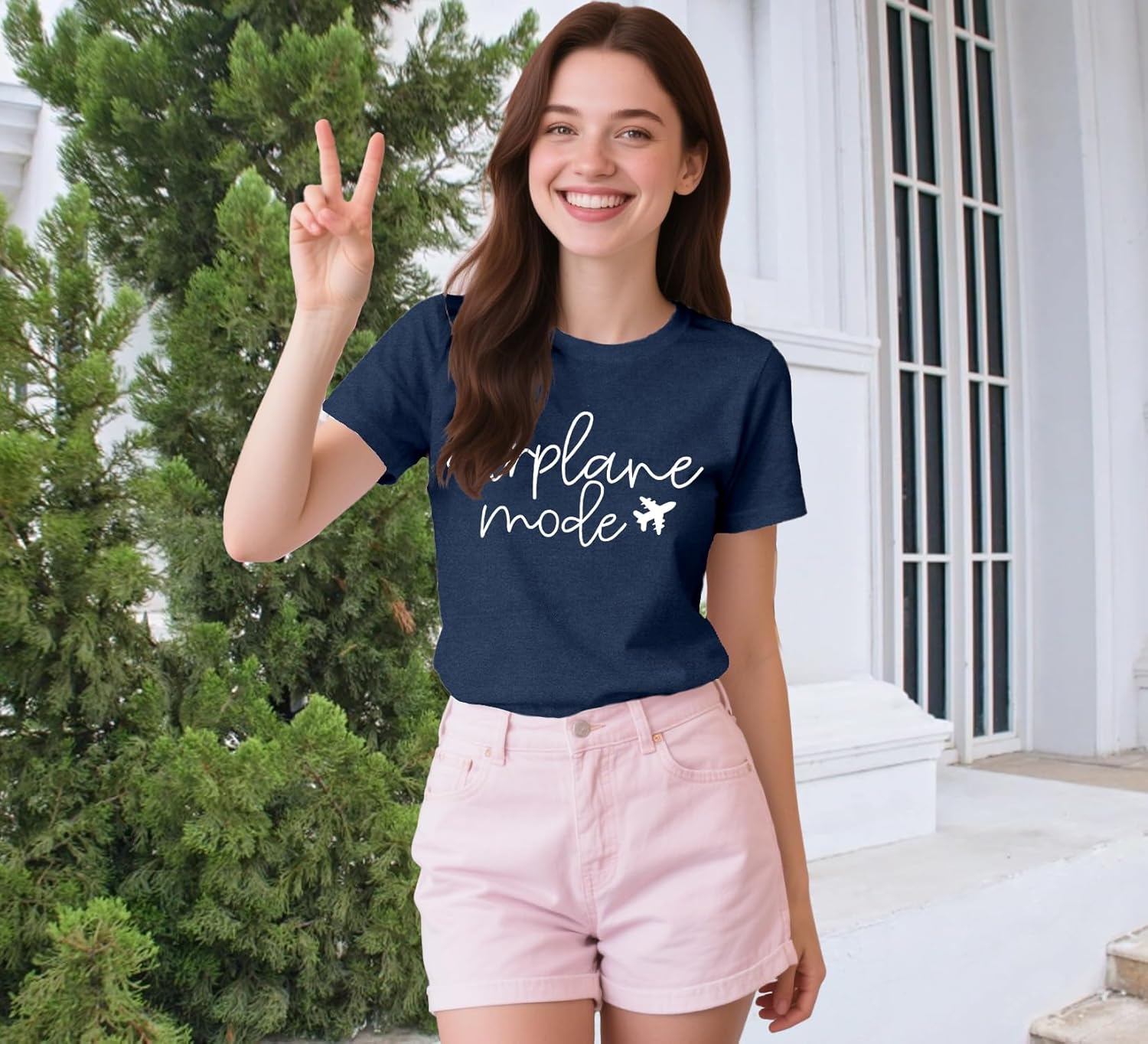 Thumbnail 4 de Qskall women’s travel-themed “Airplane Mode” T-shirt with relaxed fit