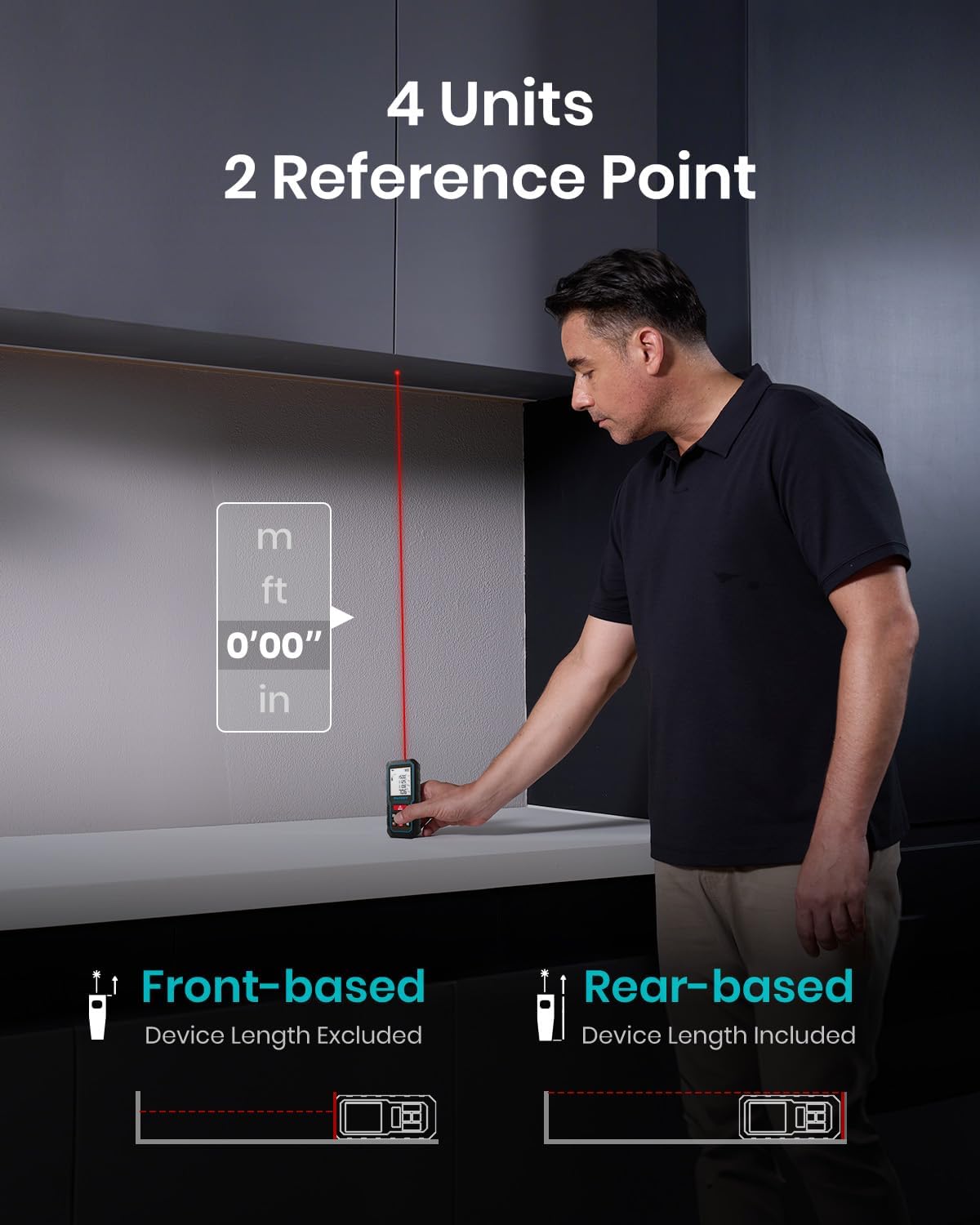 Detalle de MiLESEEY 120M Laser Measure Device – 229ft Digital Laser Tape with Angle Sensor