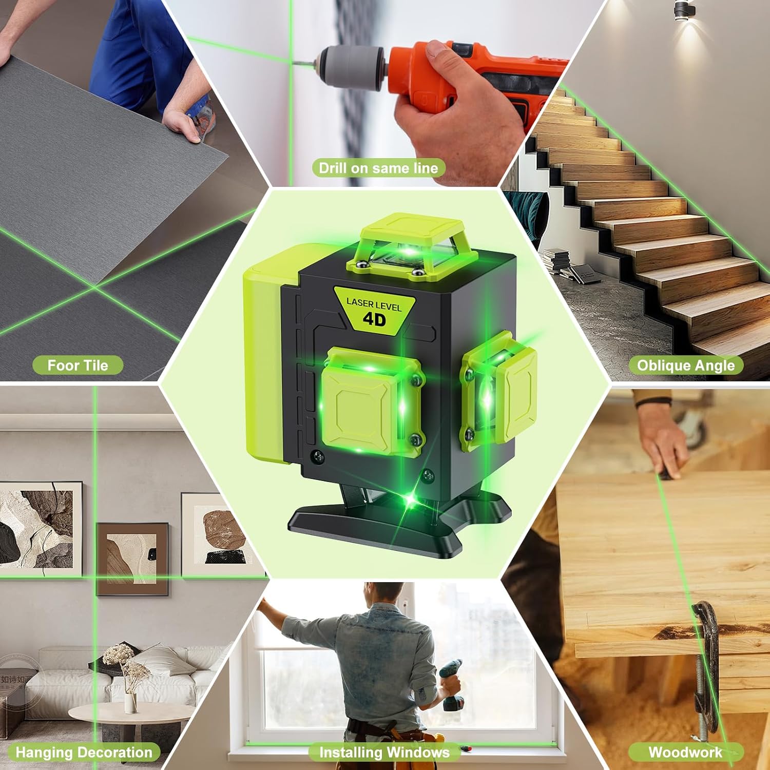 Thumbnail 2 de Livella Laser Autolivellante 16 Linee 4x360° Verde – Standalone, con Telecomando e Accessori