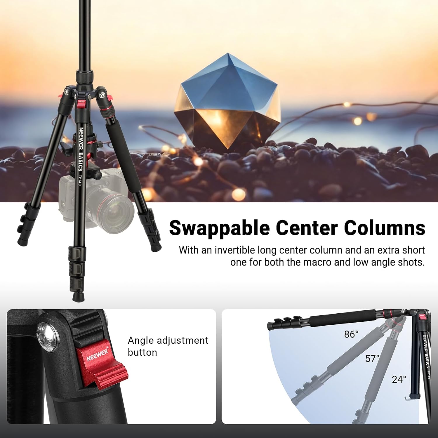 Detalle 2 de NEEWER TP14B 72" Travel Tripod — 13.2 lb load