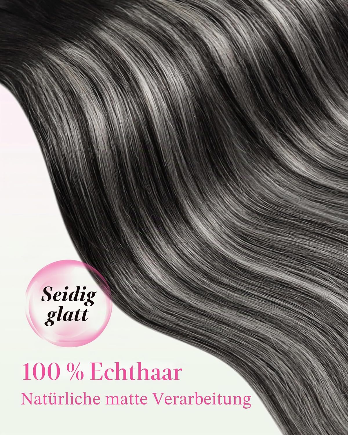 Detalle de YoungSee Tape Extensions Echthaar Ombre – 60 cm, Remy Echthaar, 50 g, 1B/S/1B