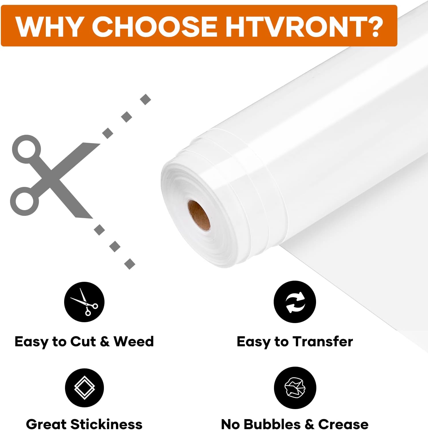 Detalle 2 de HTVRONT White Heat Transfer Vinyl Roll, 12" x 100FT for Custom Apparel