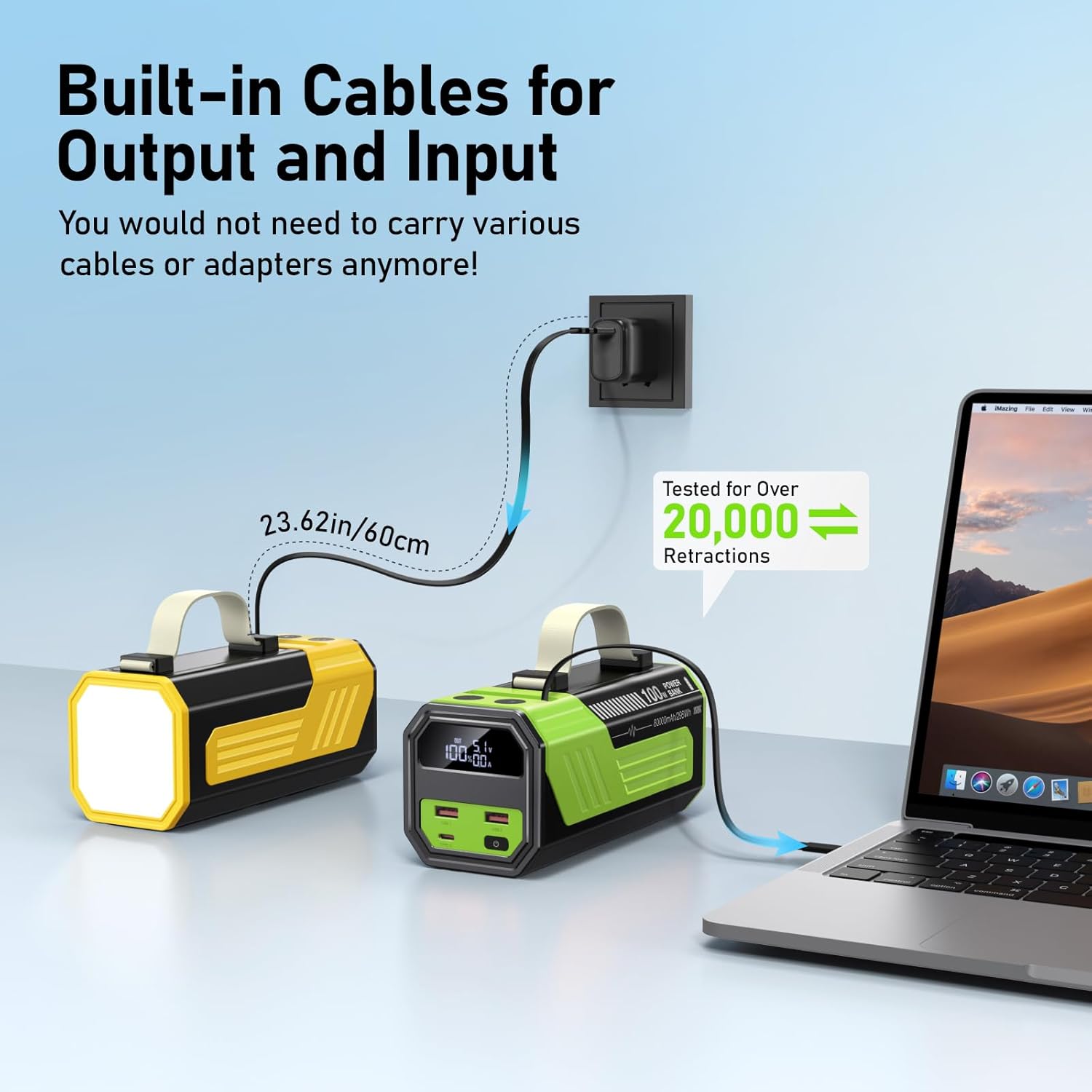Thumbnail 4 de Ninesun Laptop Power Bank 70000mAh 100W PD 3.1 USB-C Fast Charge – Portable Power for MacBook, Phone and More
