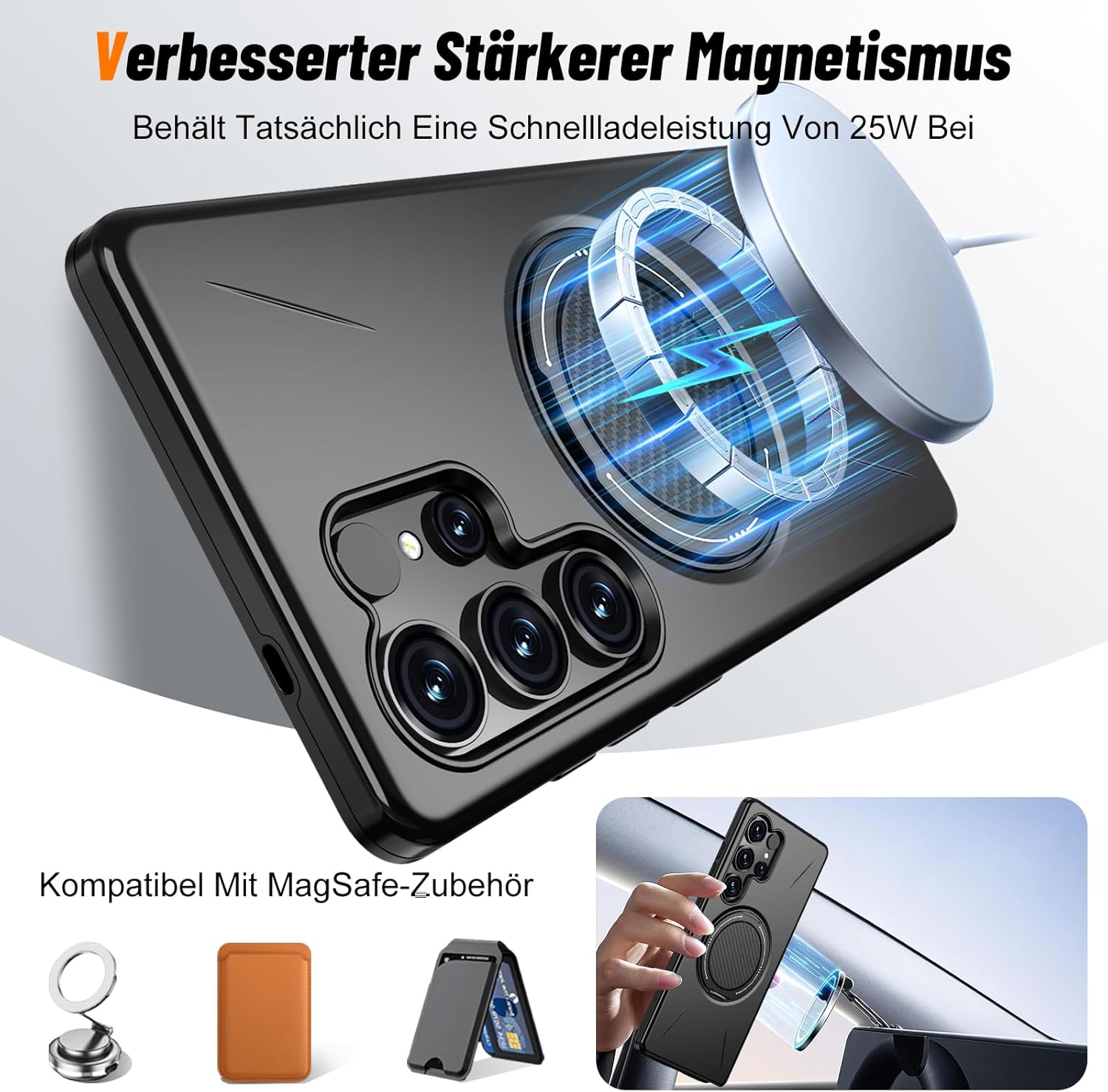 Detalle de Vanki Hülle für Samsung Galaxy S25 Ultra – Magnetisch kompatibel, 360° Ständer und Doppel-Schutz