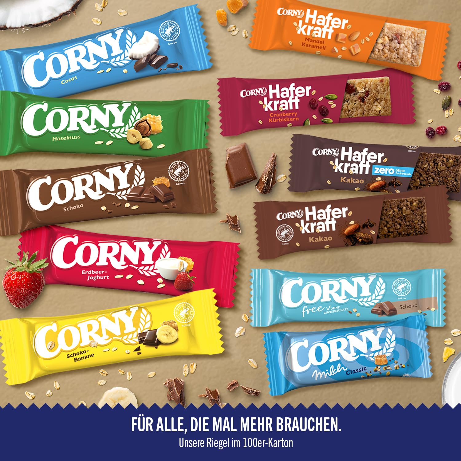 Thumbnail 3 de Müsliriegel Corny Haferkraft Cranberry-Kürbiskern (100er-Vorratspack, vegan) mit Vollkornhafer