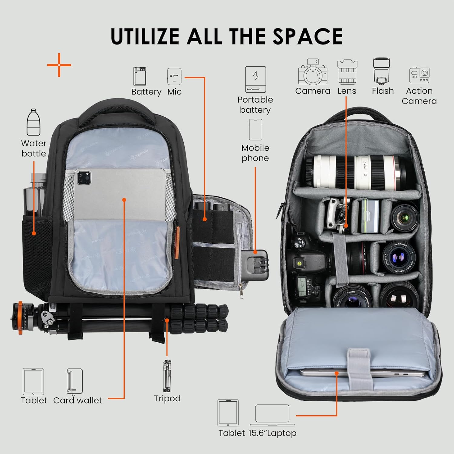 Thumbnail 1 de TARION TB-02 Camera and Laptop Rucksack 15-Inch