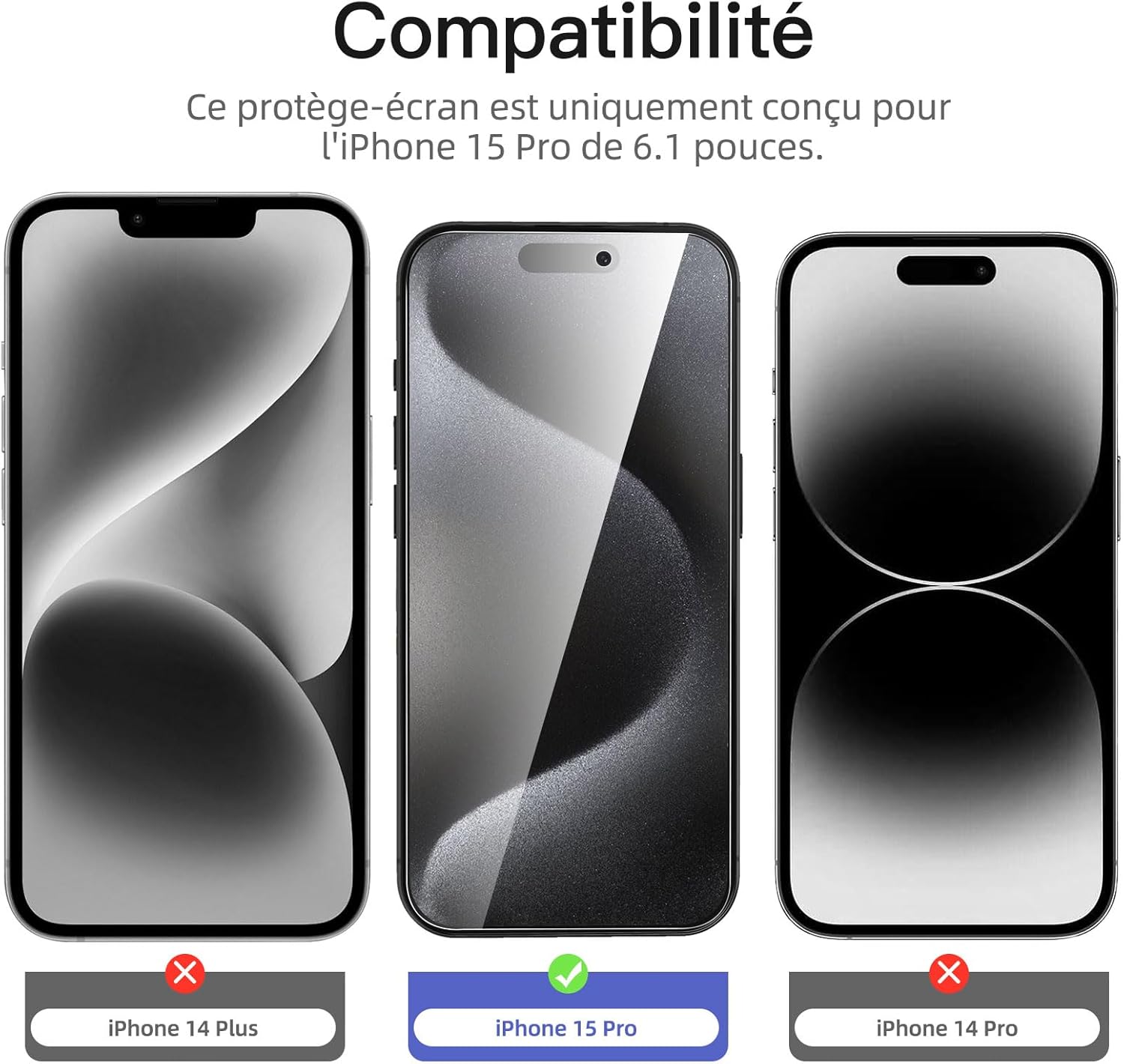 Thumbnail 1 de NEW'C iPhone 15 Pro Verre trempé 6,1"