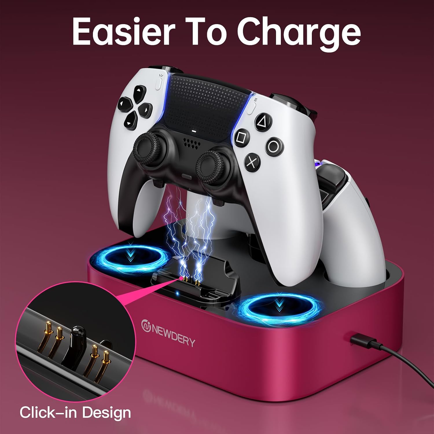 Detalle de NEWDERY PS5 Controller Charger Station for DualSense