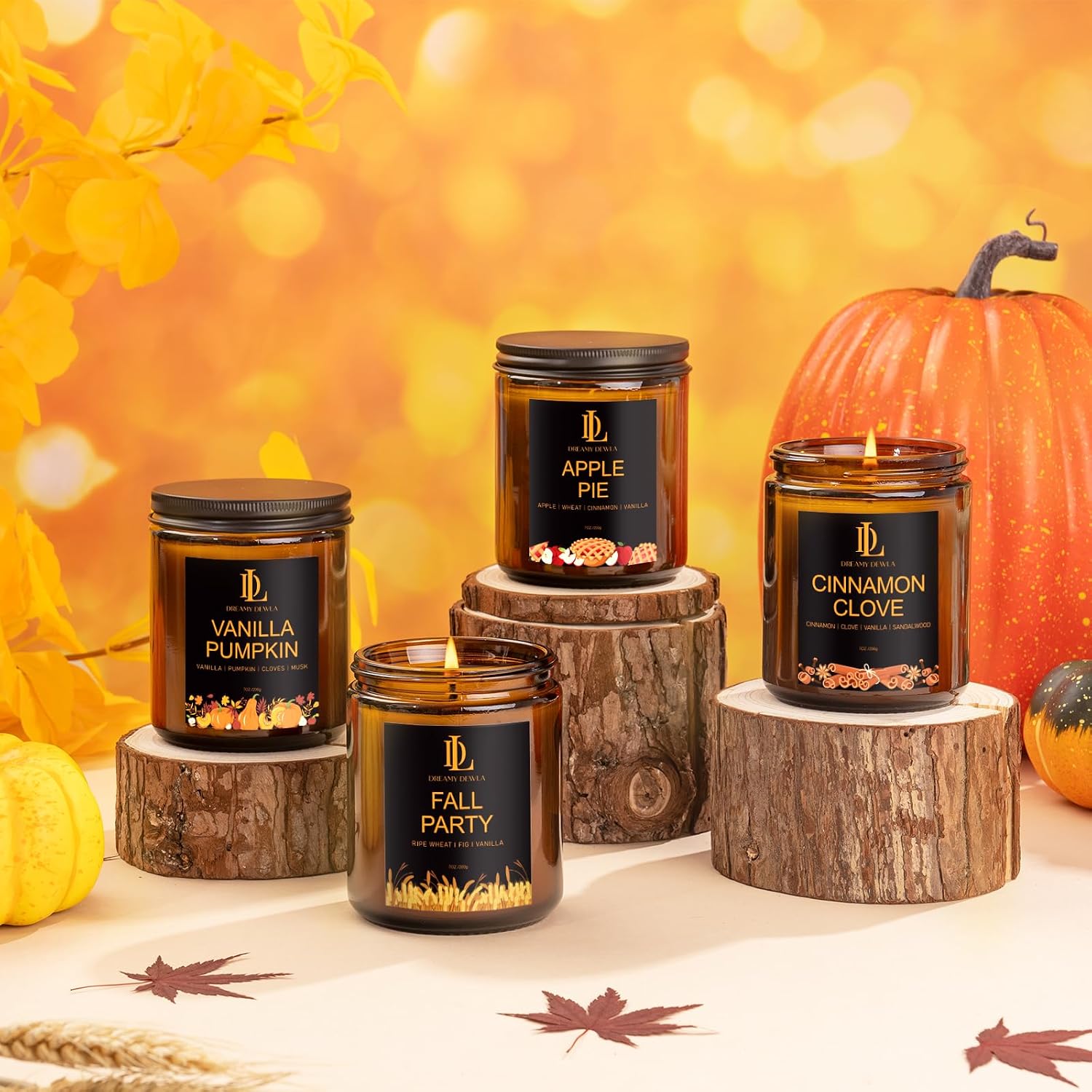 Thumbnail 6 de DL DREAMY DEWLA Fall Scented Candle Set, 4-Pack Soy Wax, Four Fall Scents