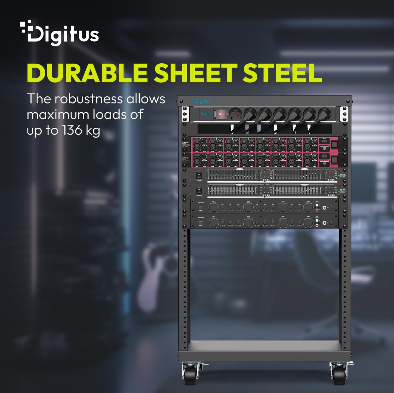 Detalle de DIGITUS DN-48001 – szafa rack 19 cali, 16U, na kółkach, do 136 kg