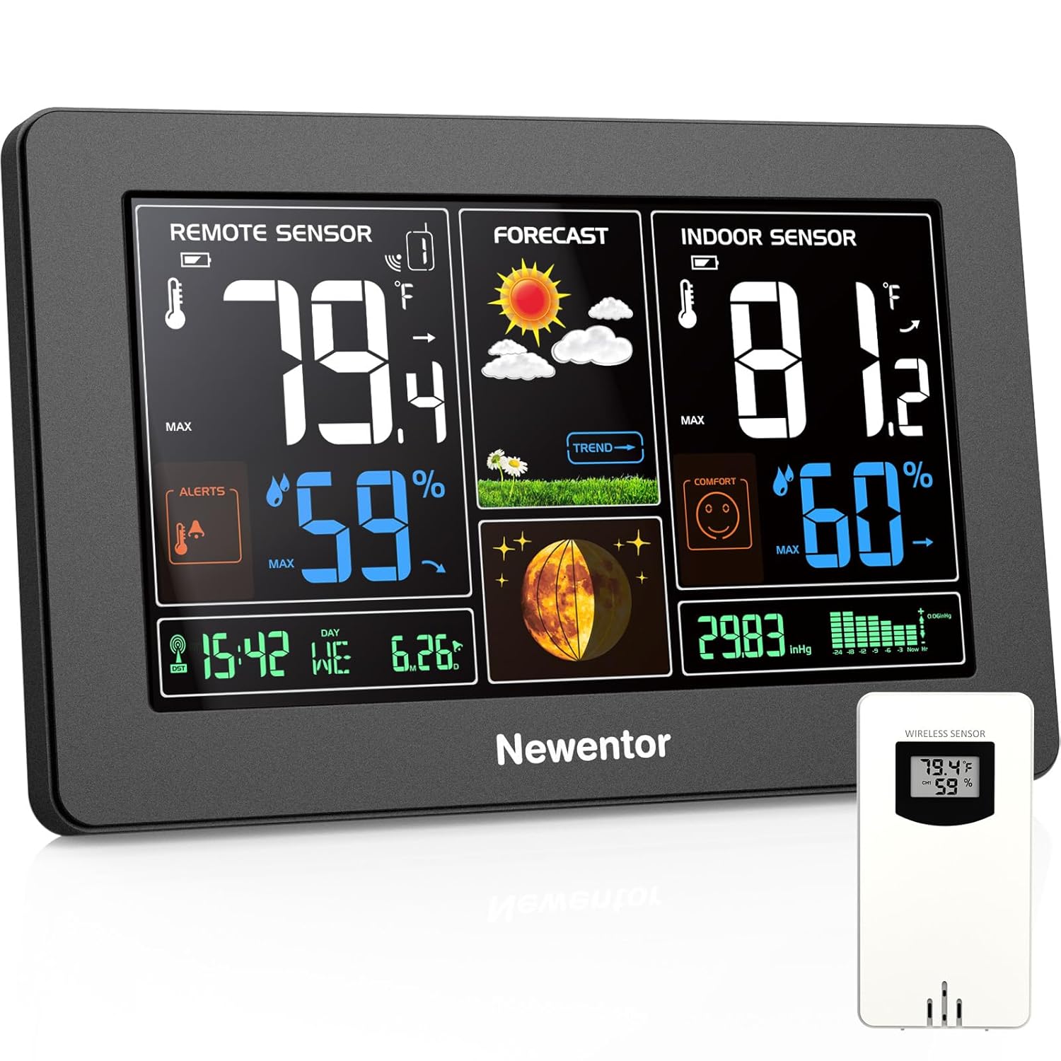 Detalle de Newentor Weather Station Indoor Outdoor Thermometer