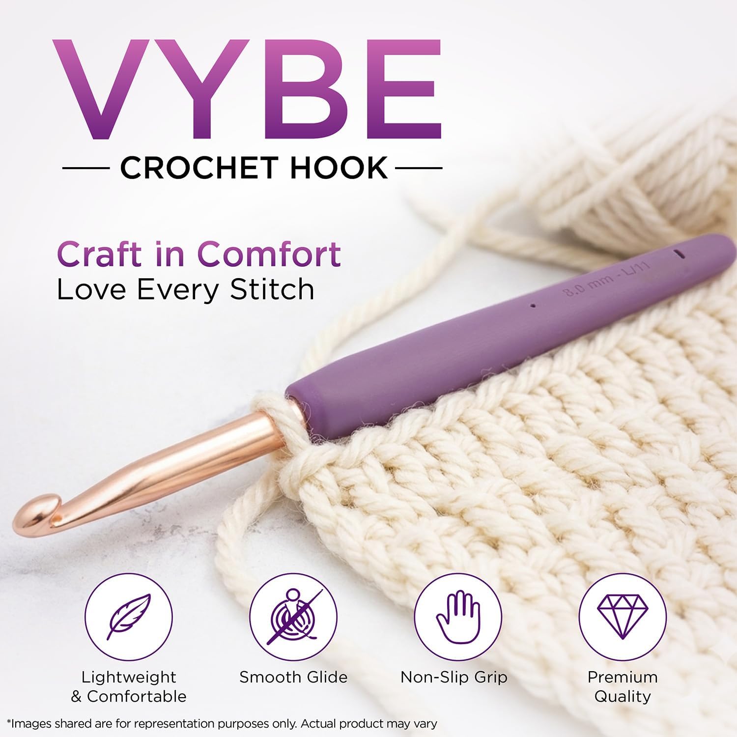 Detalle de KnitPro Vybe Grande – zestaw 14 szydełek z gumowymi uchwytami i etui
