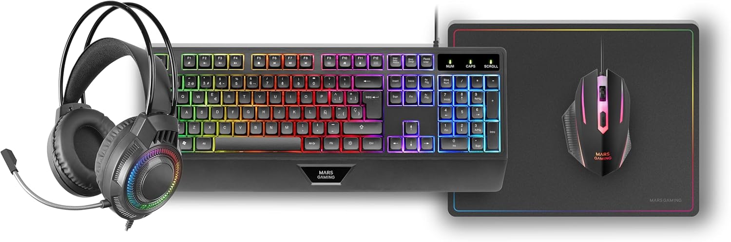 Thumbnail 5 de Mars Gaming MCP124PRO : combo gaming 4-en-1 (clavier H-Mech + souris HUANO + casque RGB + tapis nanotextile)