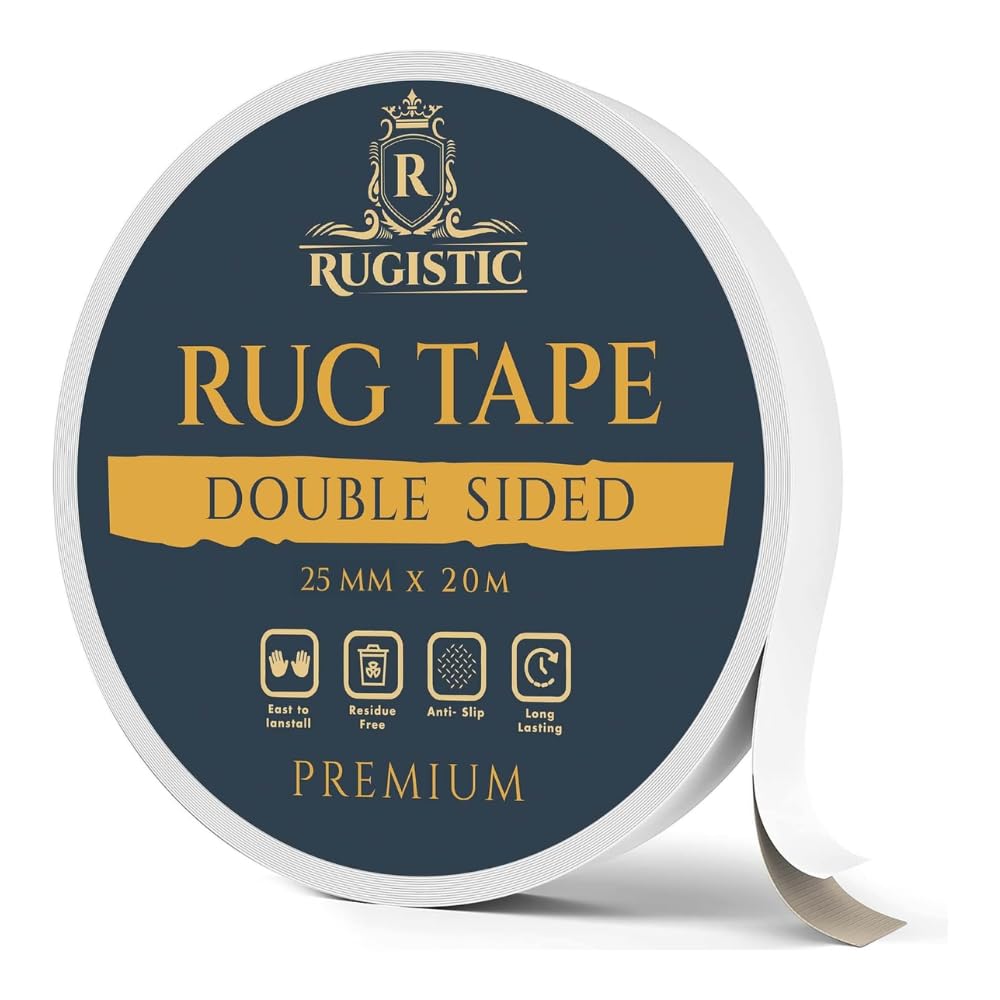 Rugistic Double Sided Carpet Tape Heavy Duty (25mm x 20m) for Wood, Laminate, Vinyl & Tile