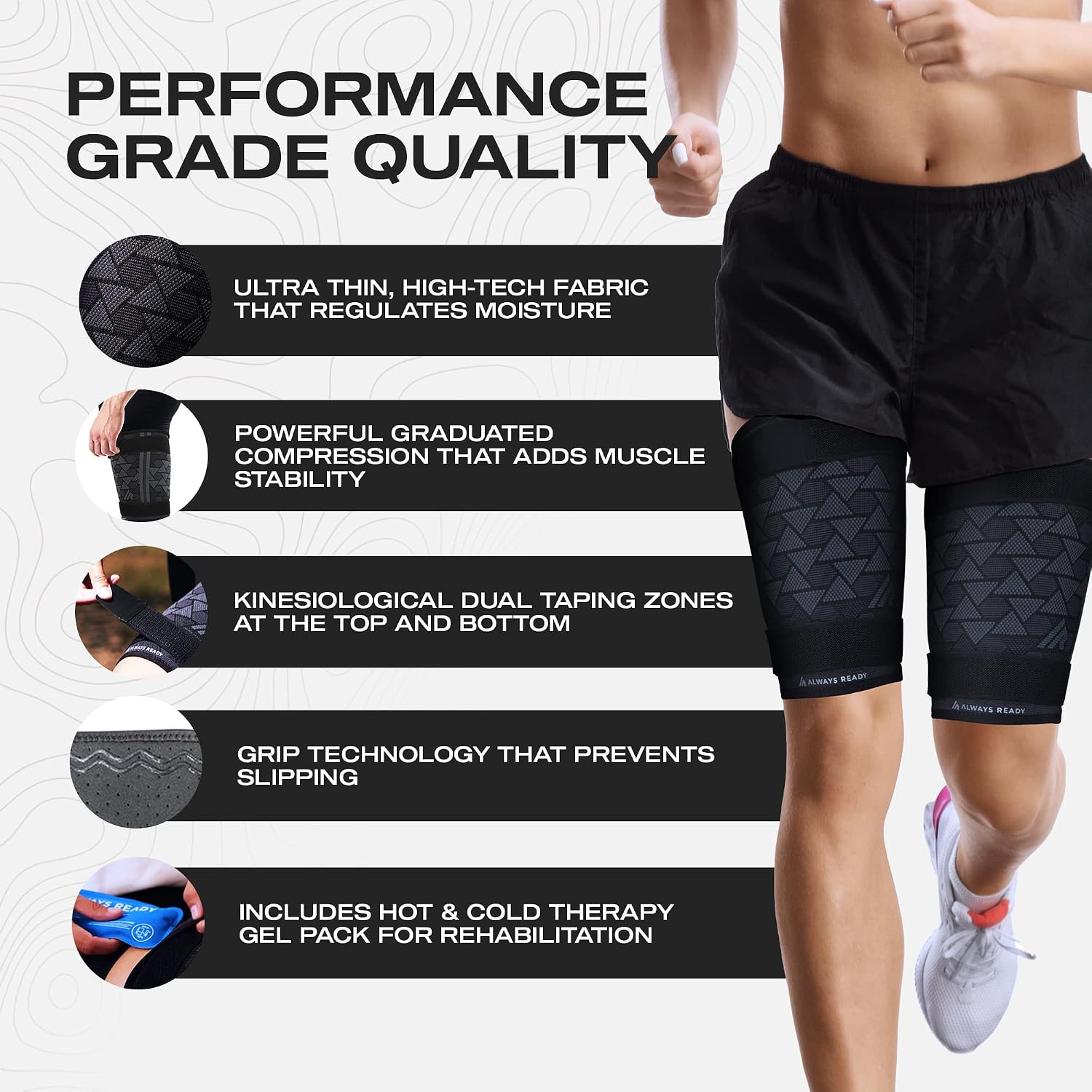 Detalle de Always Ready Thigh Compression Support Sleeve