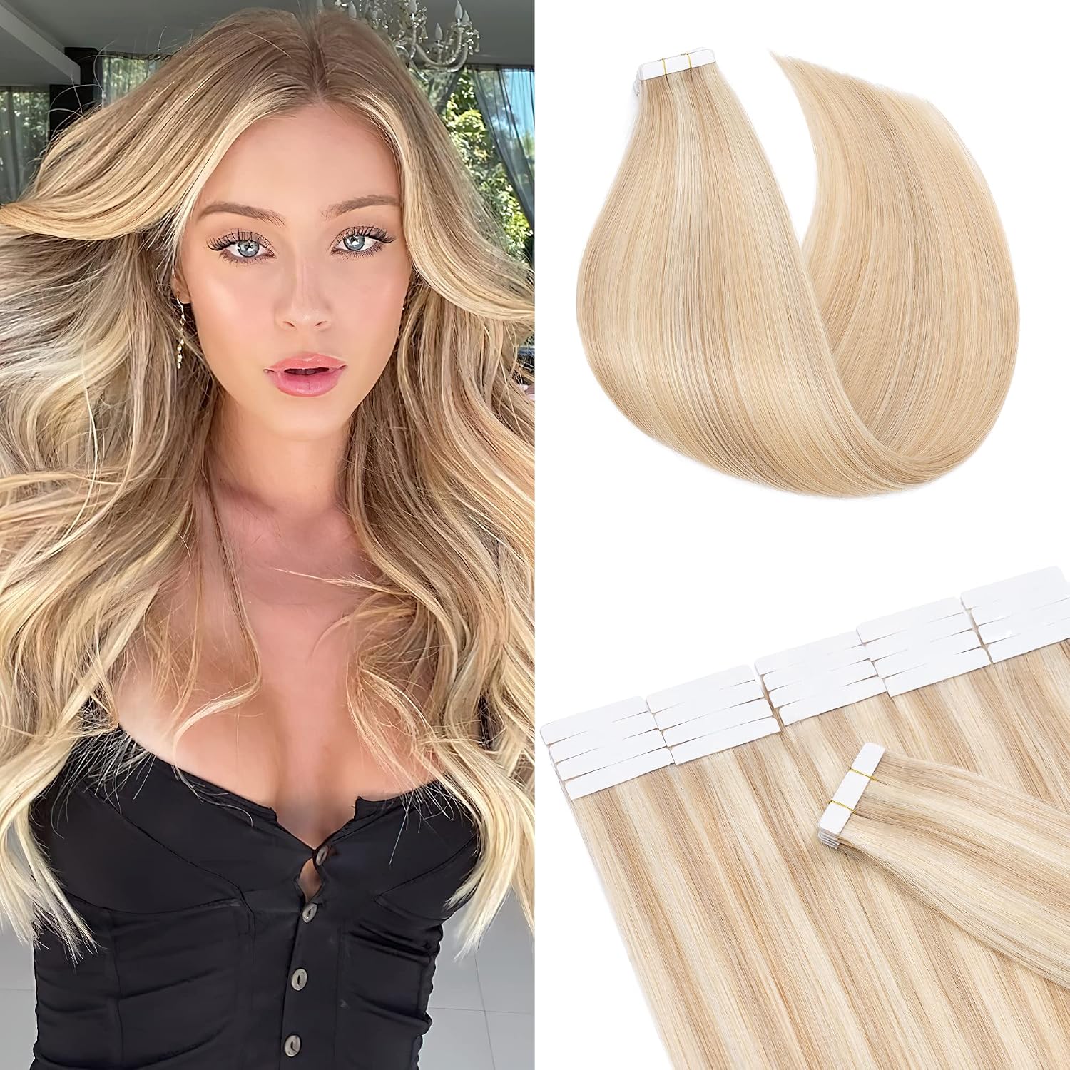 Thumbnail 6 de SEGO Extension Adesive Capelli Veri Biadesivo 20 Ciocche - Remy 50 g, 50 cm, Castano Chiaro