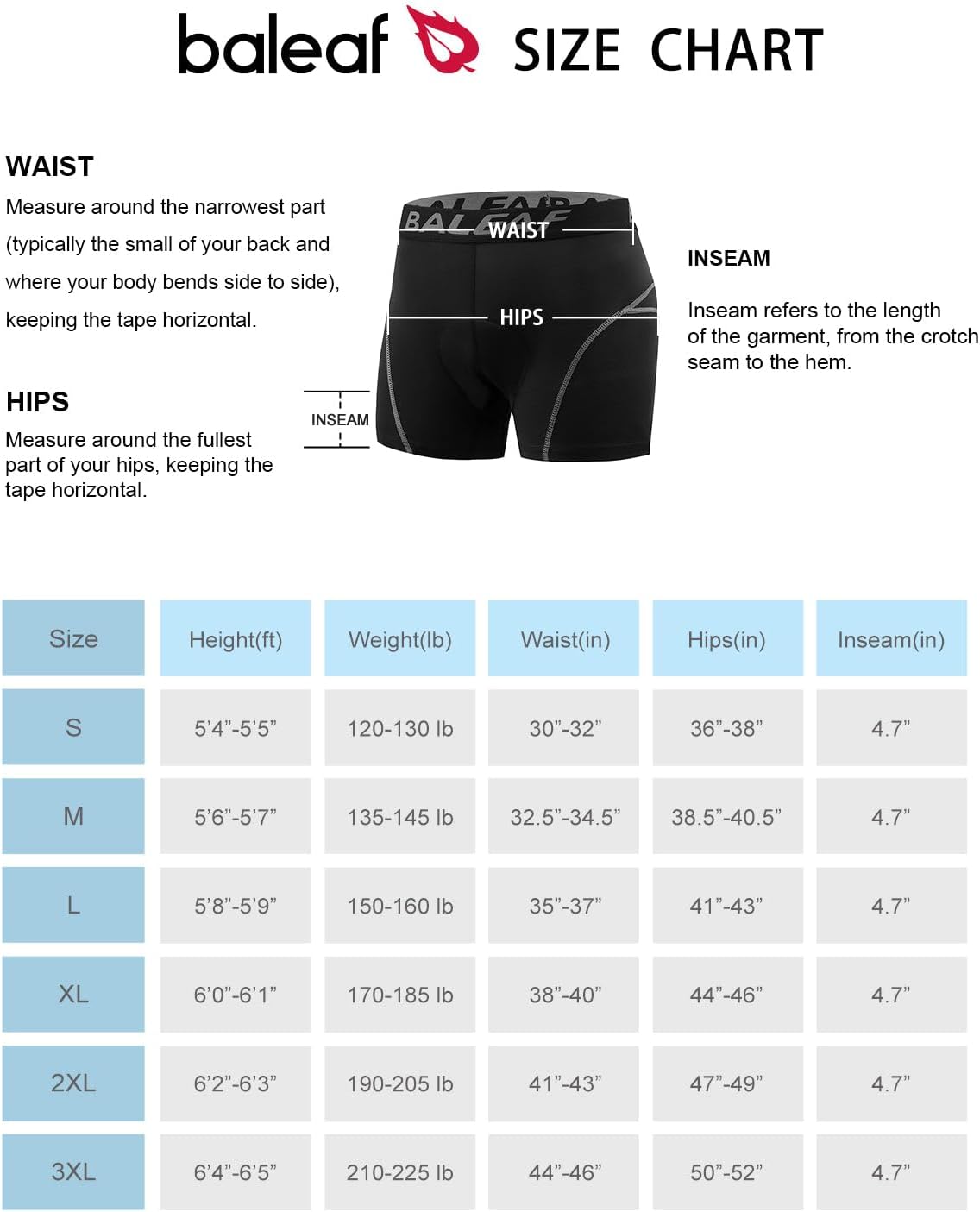 Thumbnail 6 de baleaf Herren-Radunterhose mit 3D-Sitzpolster und Flachnähten – gepolsterte Radlershorts für Radtouren