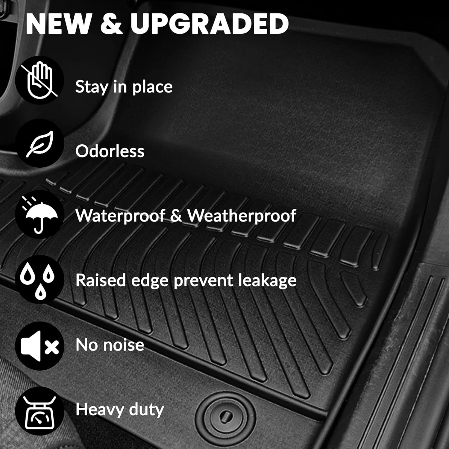 Thumbnail 5 de Auxko All Weather Floor Mats for Toyota Tacoma XtraCab/Double Cab (2024–2026) – Front Row, Automatic & Hybrid Compatible