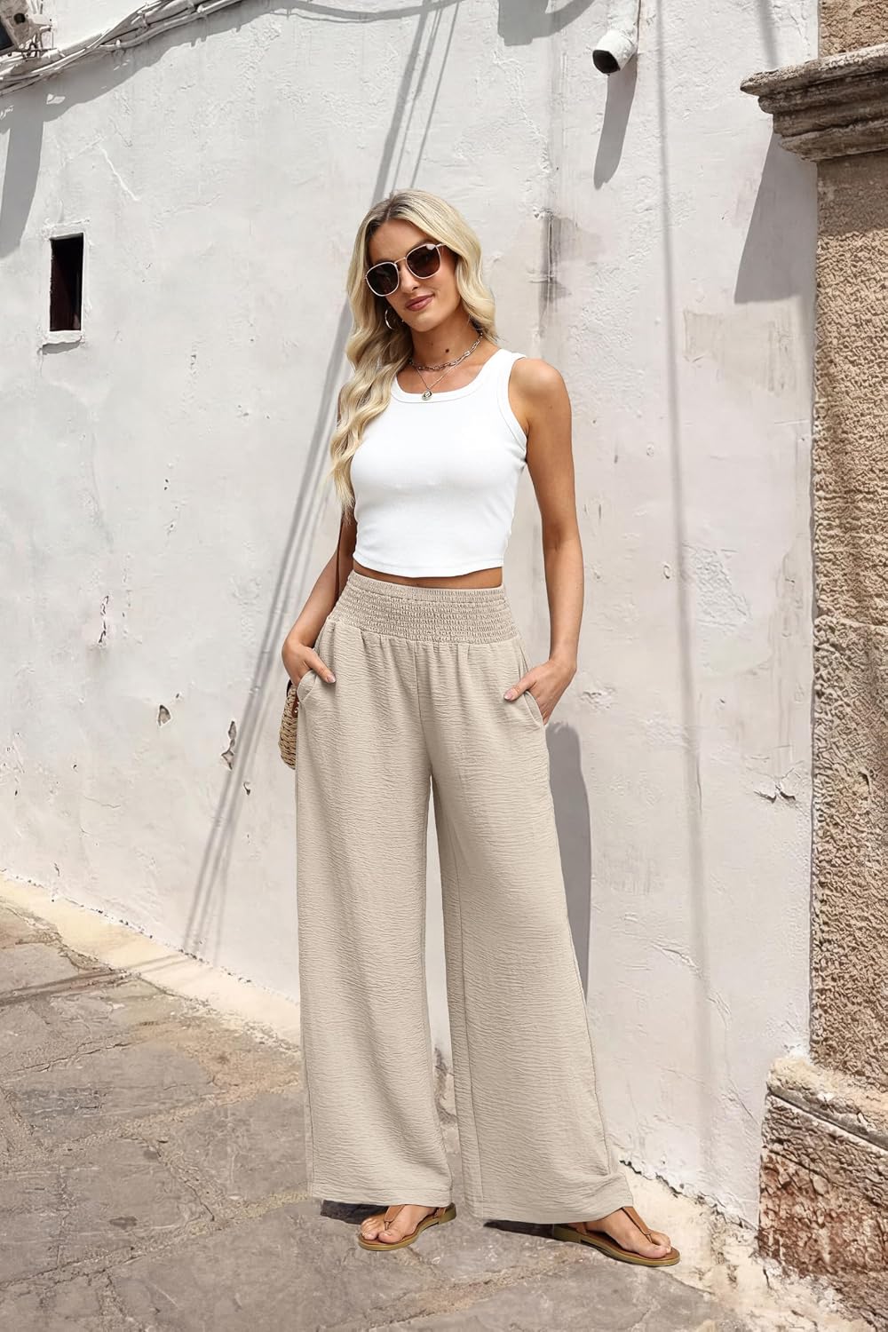 Thumbnail 4 de Sampeel Wide Leg High-Waist Pants with Pockets for Women