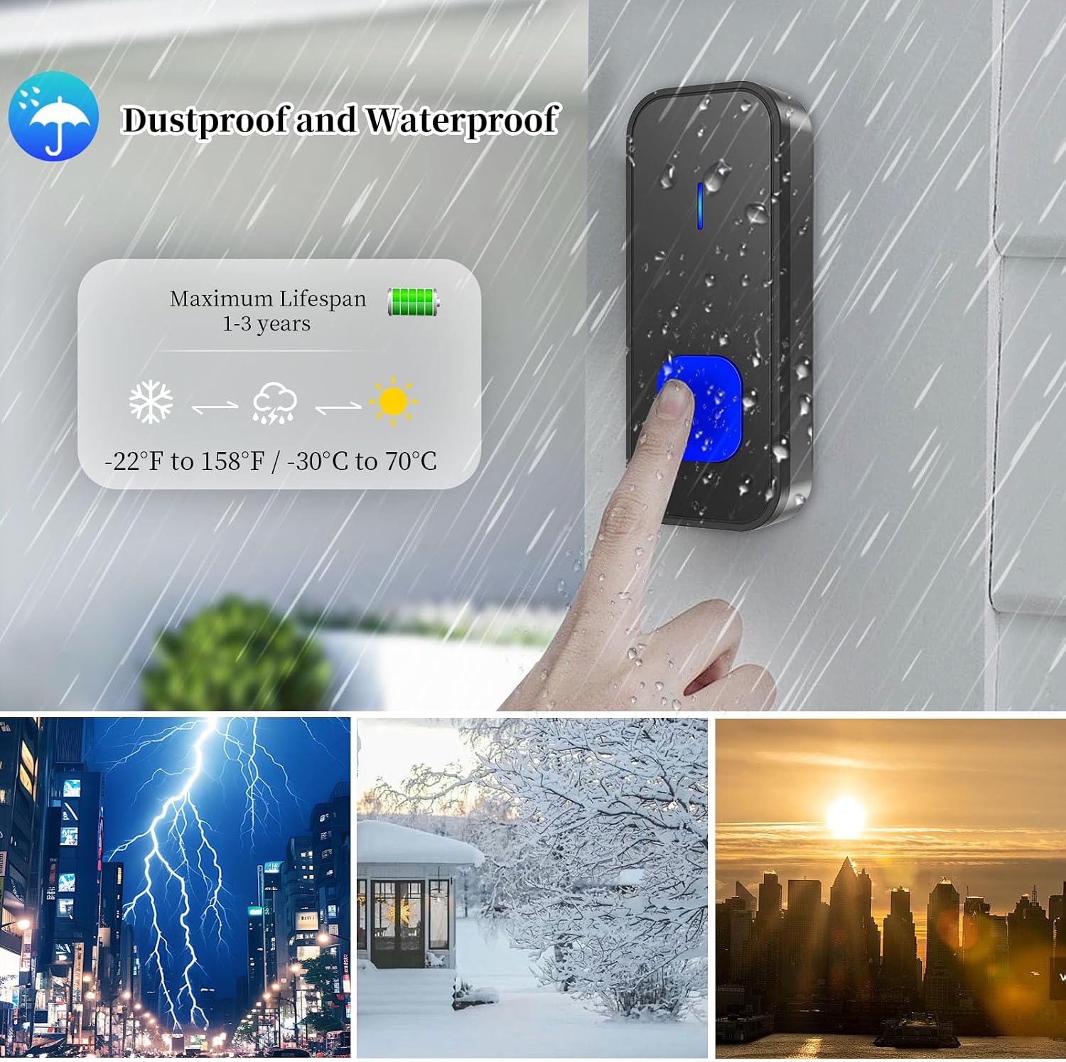 Thumbnail 4 de SURFOU Wireless Doorbell with 1,300 ft Range, 55 Melodies and LED Option