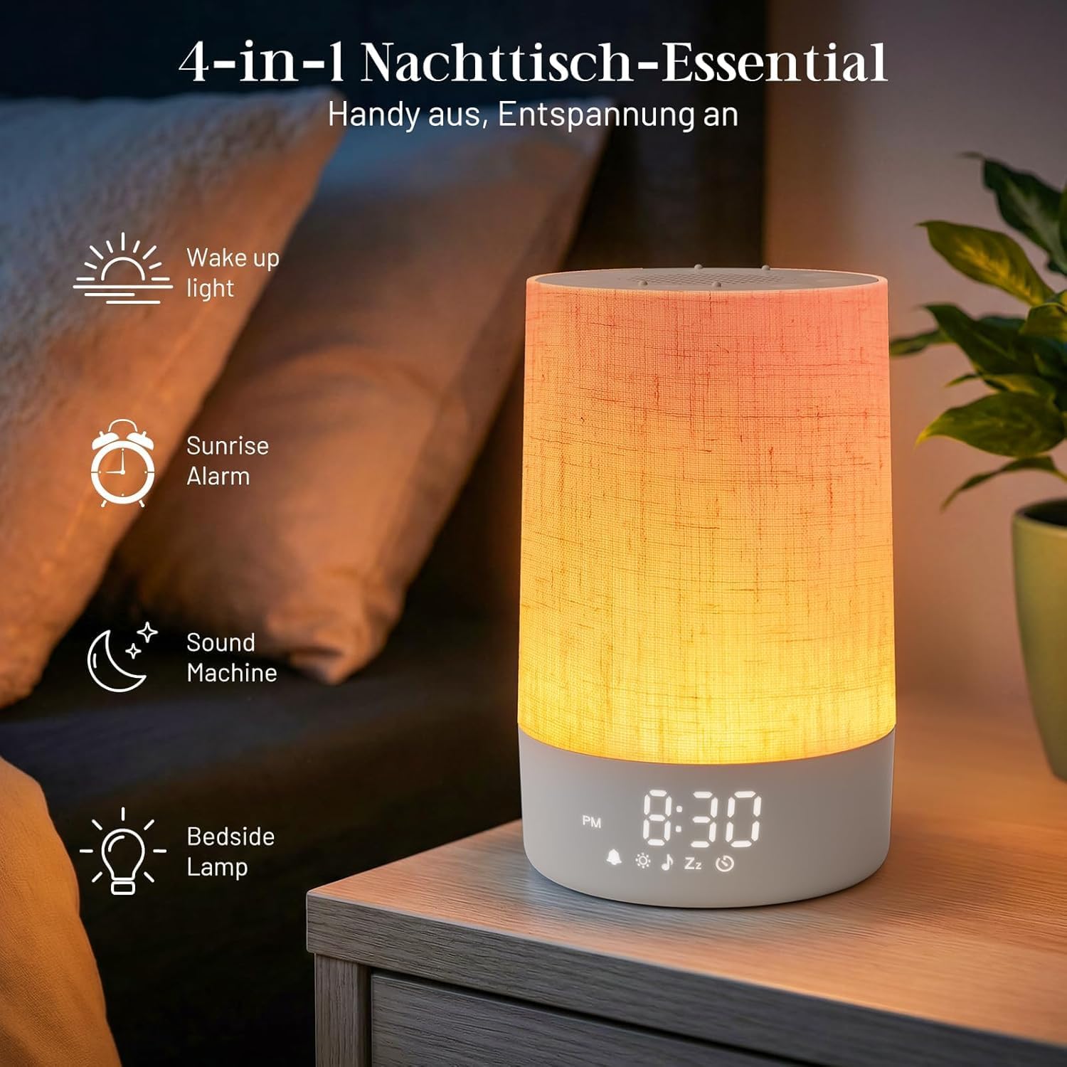 Thumbnail 1 de Foryond Tageslichtwecker mit 30 Naturgeräuschen – Sunrise-Wecker, Dimmbare Nachtlampe und Einschlafhilfe