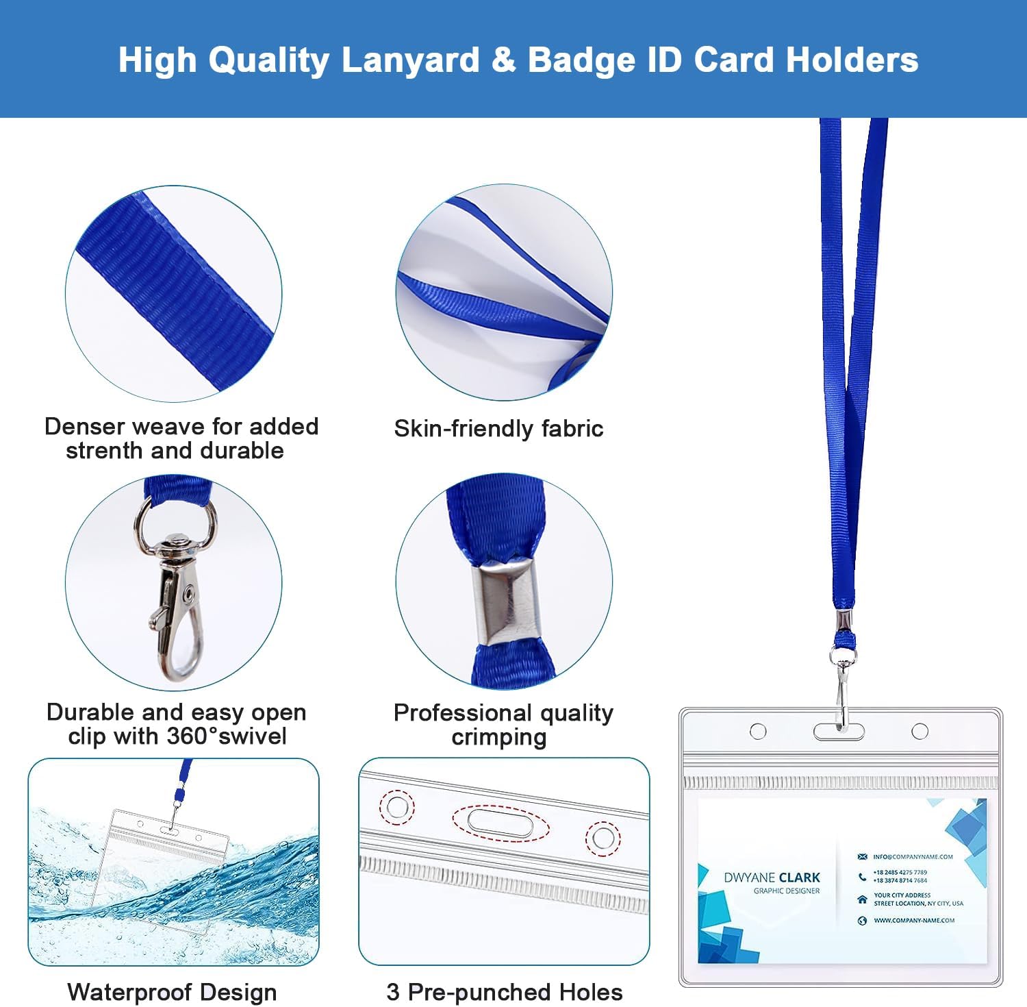 Detalle de 36pcs Blue Lanyards with Card Holders 46cm