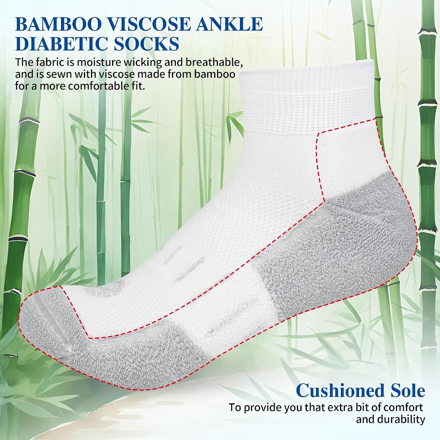 Detalle de NOLUNT Diabetic Socks, 6 Pairs
