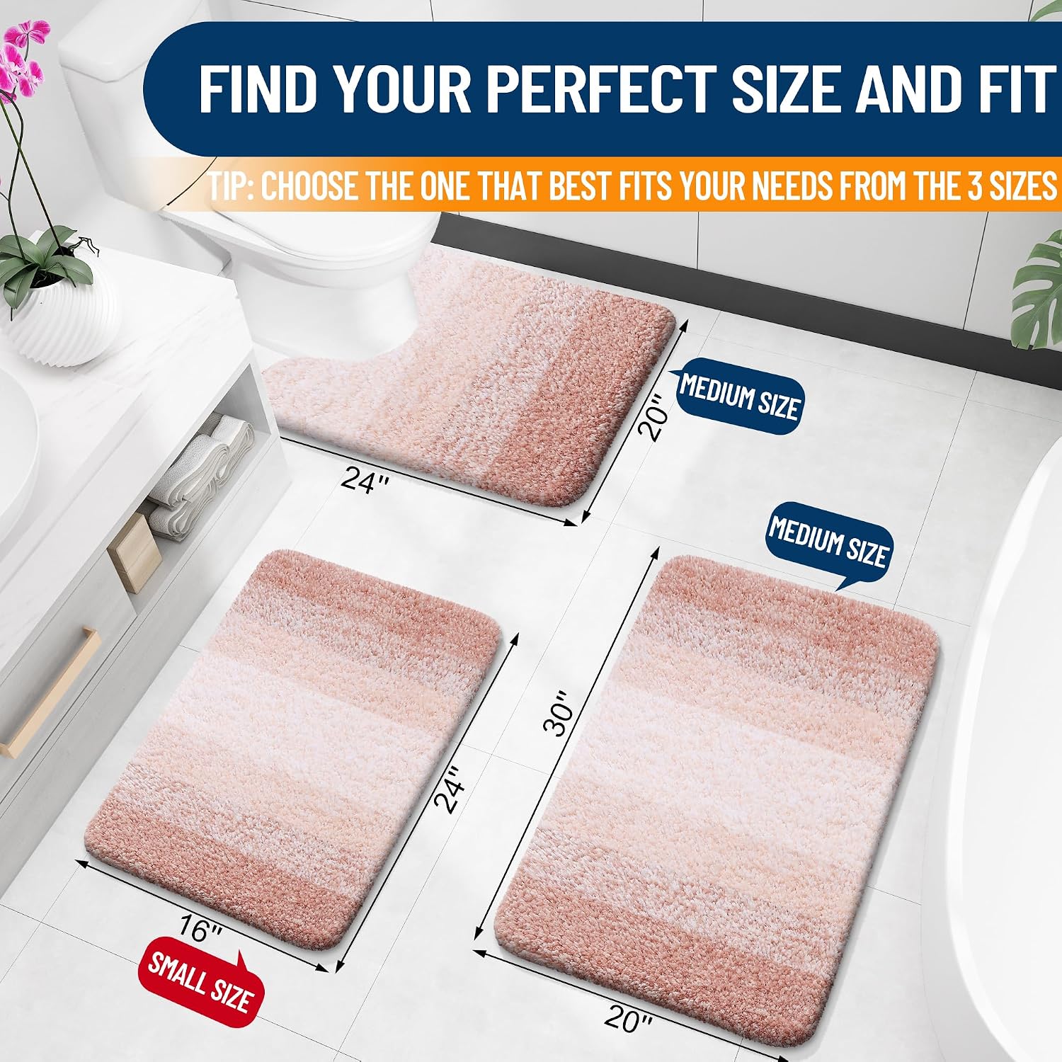 Detalle 2 de OLANLY Microfiber Bath Rug Set