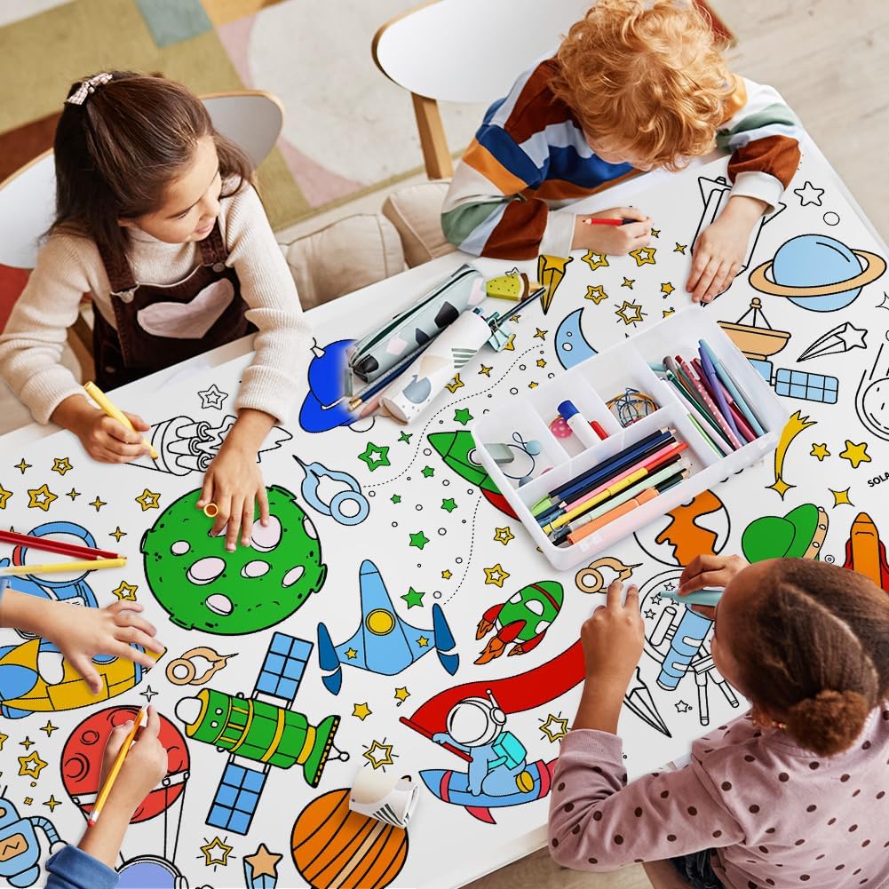 Detalle 1 de AYESY pappersduk 183 × 76 cm med rymdmönster för kreativ barnlek
