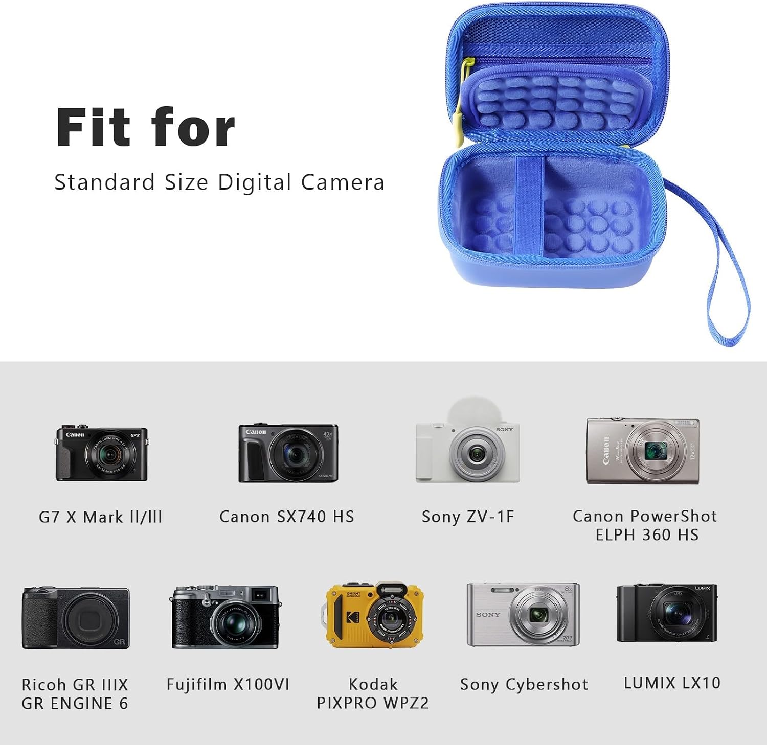 Detalle de ProCase Kameratasche für Canon G7X Mark III/II, SX740 HS & weitere kompakte Digitalkameras – Tragetasche, EVA, blau