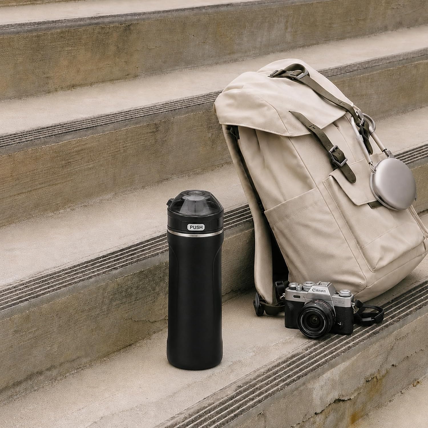 Detalle 1 de SIPX SipX 18 oz Insulated Water Bottle with Straw Lid, Black Pearl