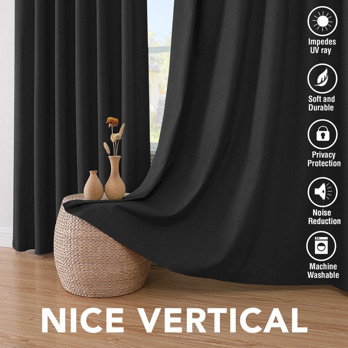 Thumbnail 6 de H.VERSAILTEX Linen Blackout Curtains 108