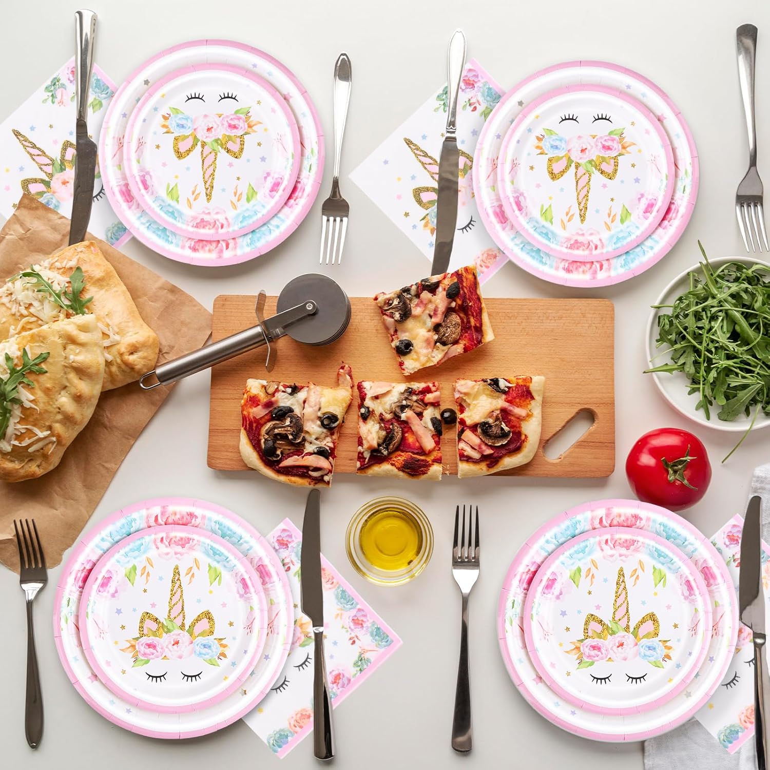 Thumbnail 4 de Aitsite Einhorn Partygeschirr-Set (100-teilig) – Geschirr für 20 Kinder auf dem Geburtstag, rosa