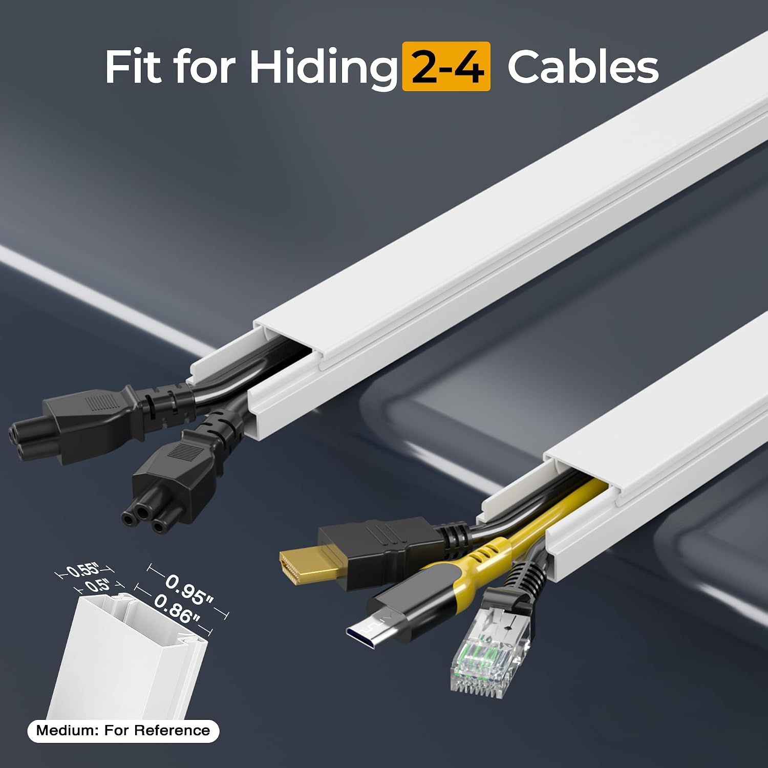 Detalle 2 de Wuitaouy 56.7in Cable Hider Cord Hider for 2–4 Cords (White) — TV, Lamp & Speaker Wire Covers