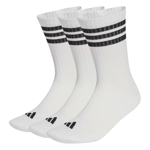 Detalle de adidas Mixte 3Stripes Cushioned Sportswear Crew Socks – Pack de 3 paires, blanc/Noir/Noir, taille 34-36