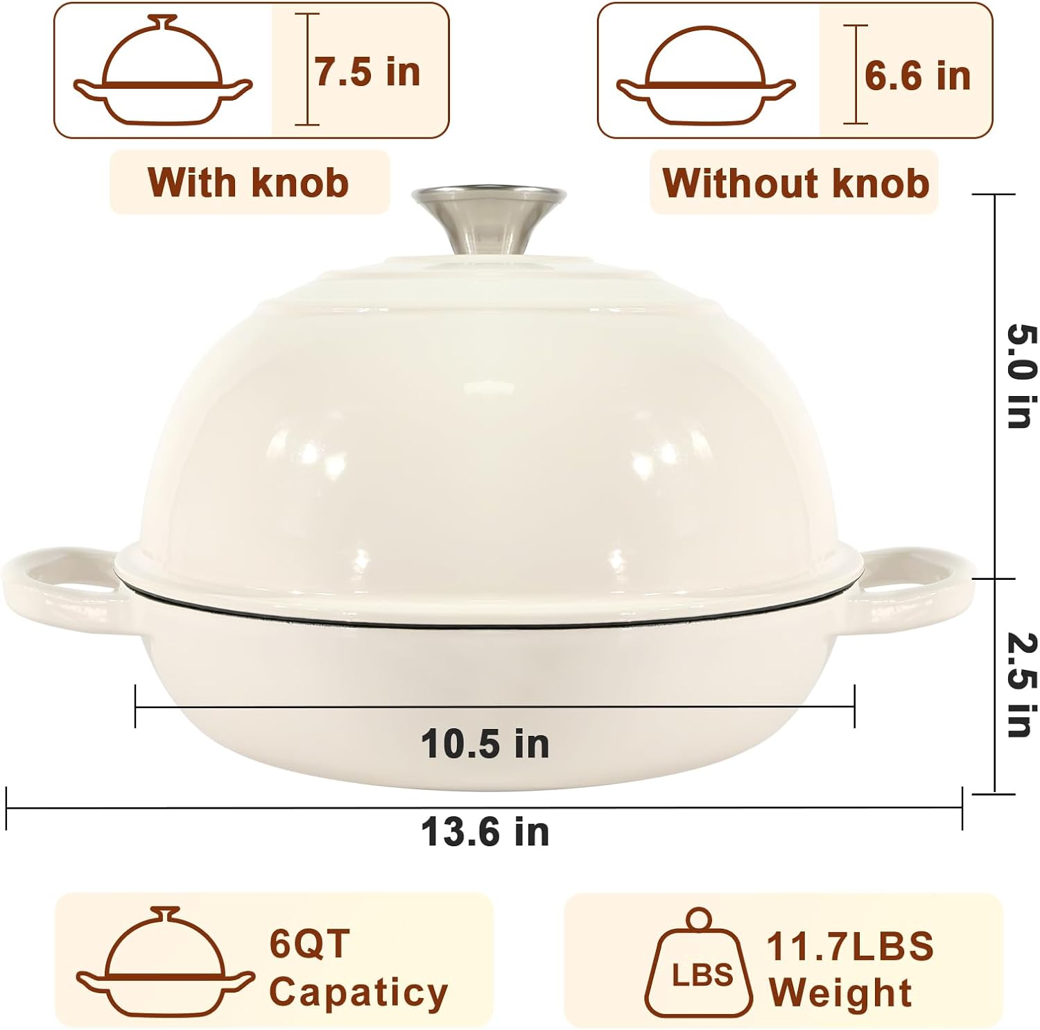 Thumbnail 6 de AHJ 6QT Enameled Cast Iron Dutch Oven for Bread Baking with Proofing Basket, Gloves & Sling